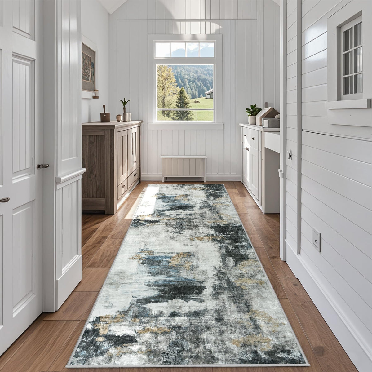8x10 Area Rugs for Living Room Washable Bedroom Dining Room Blue Grey