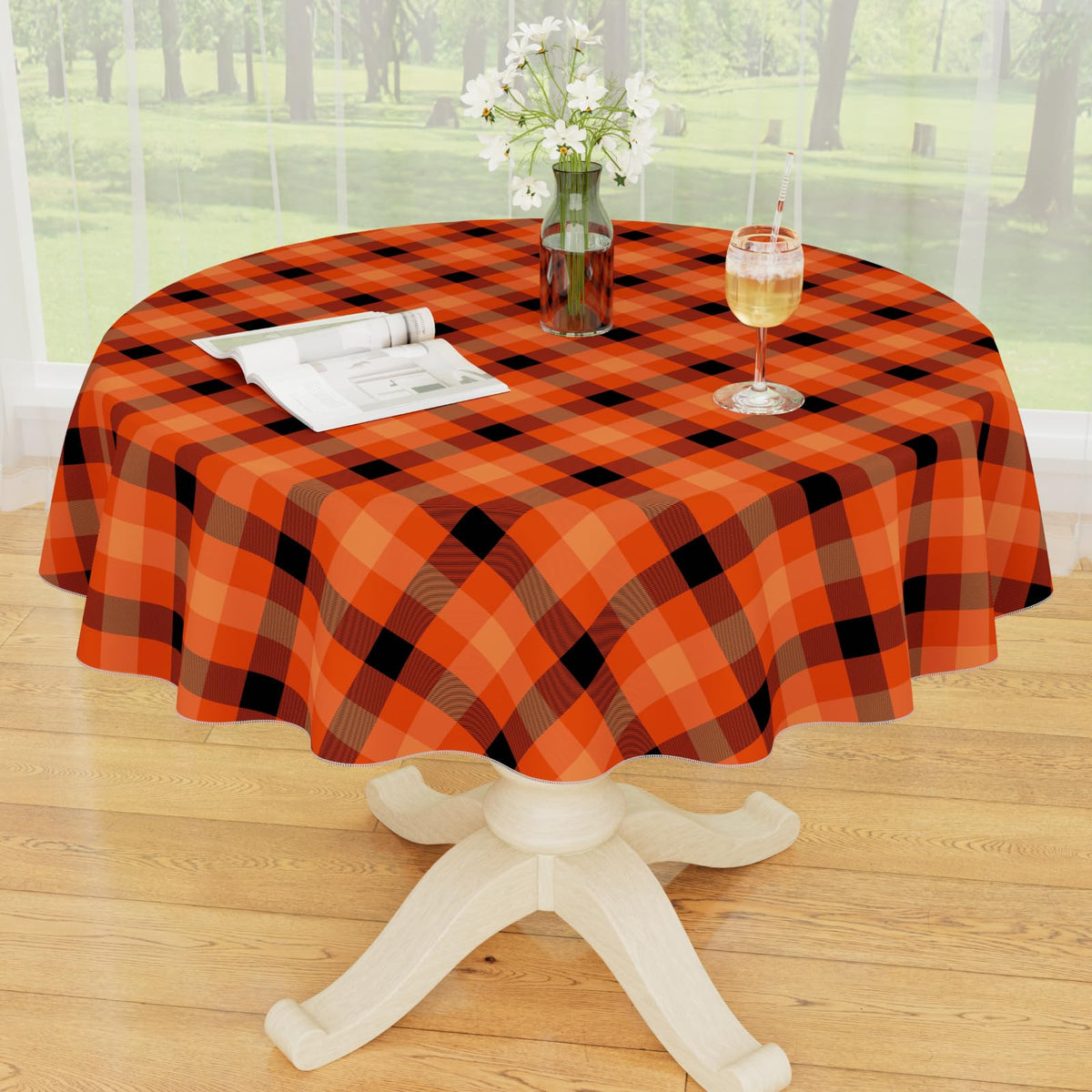 Smiry Picnic Table Cloth, Vinyl Tablecloths with Flannel Backing, 60"x84"