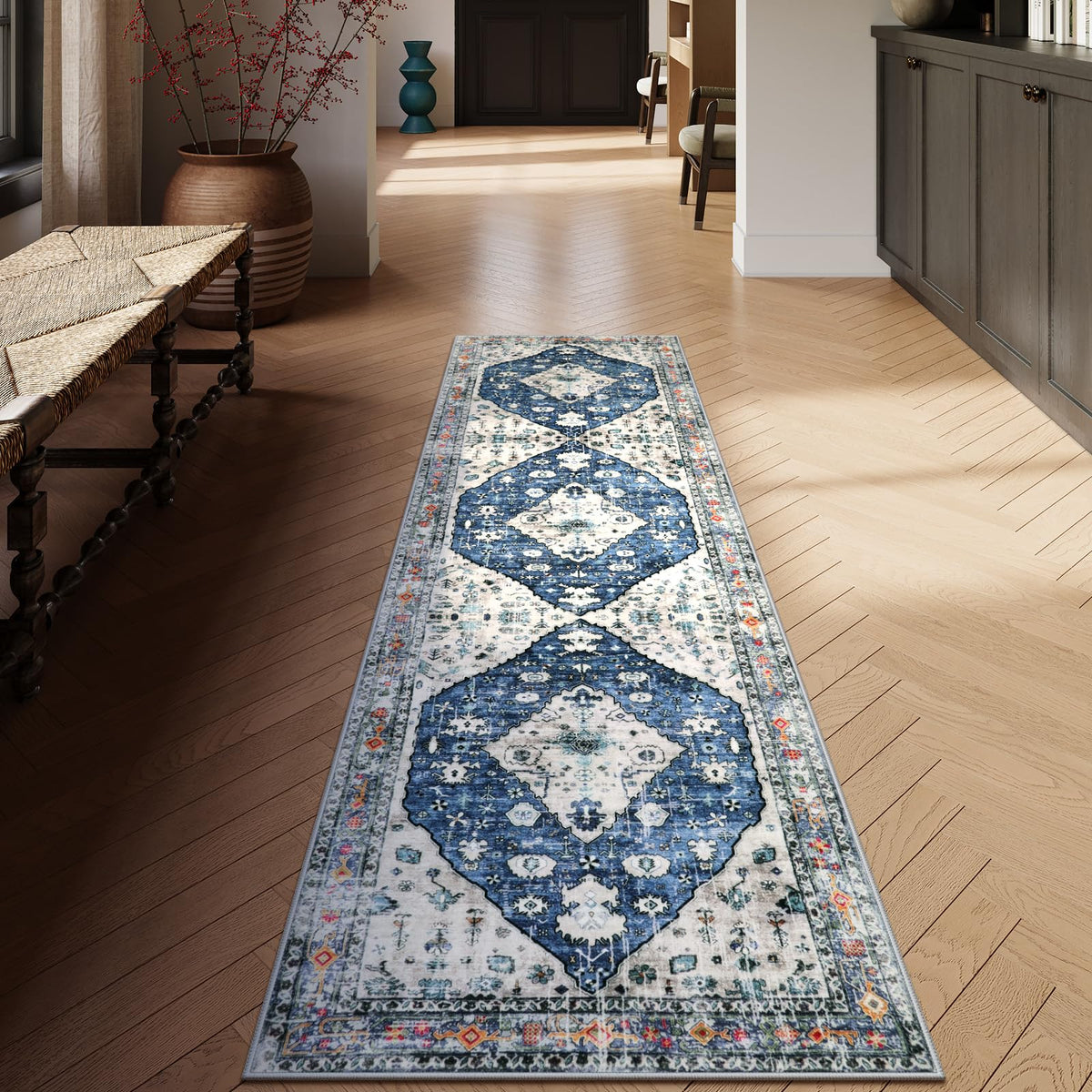 Lahome Felice Boho Tribal 2x3 Washable Small Rugs for Entryway Doormat Indoor Entrance, Throw Rugs with Rubber Backing, Bohemian Soft Non-Slip Bathroom Carpet for Bath Front Door Kitchen Floor