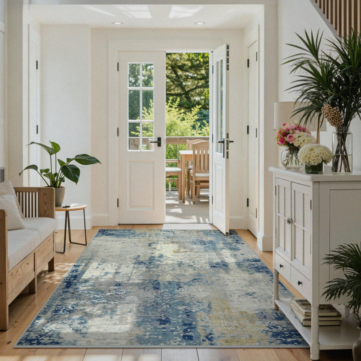 Lahome Modern Abstract Washable 5x7 Area Rugs for Living Room, Colorful Soft Bedroom Rug Low Pile Non Slip,Stain Resistance Dining Room Carpet for Nursery Office Entrance Home Office Decor
