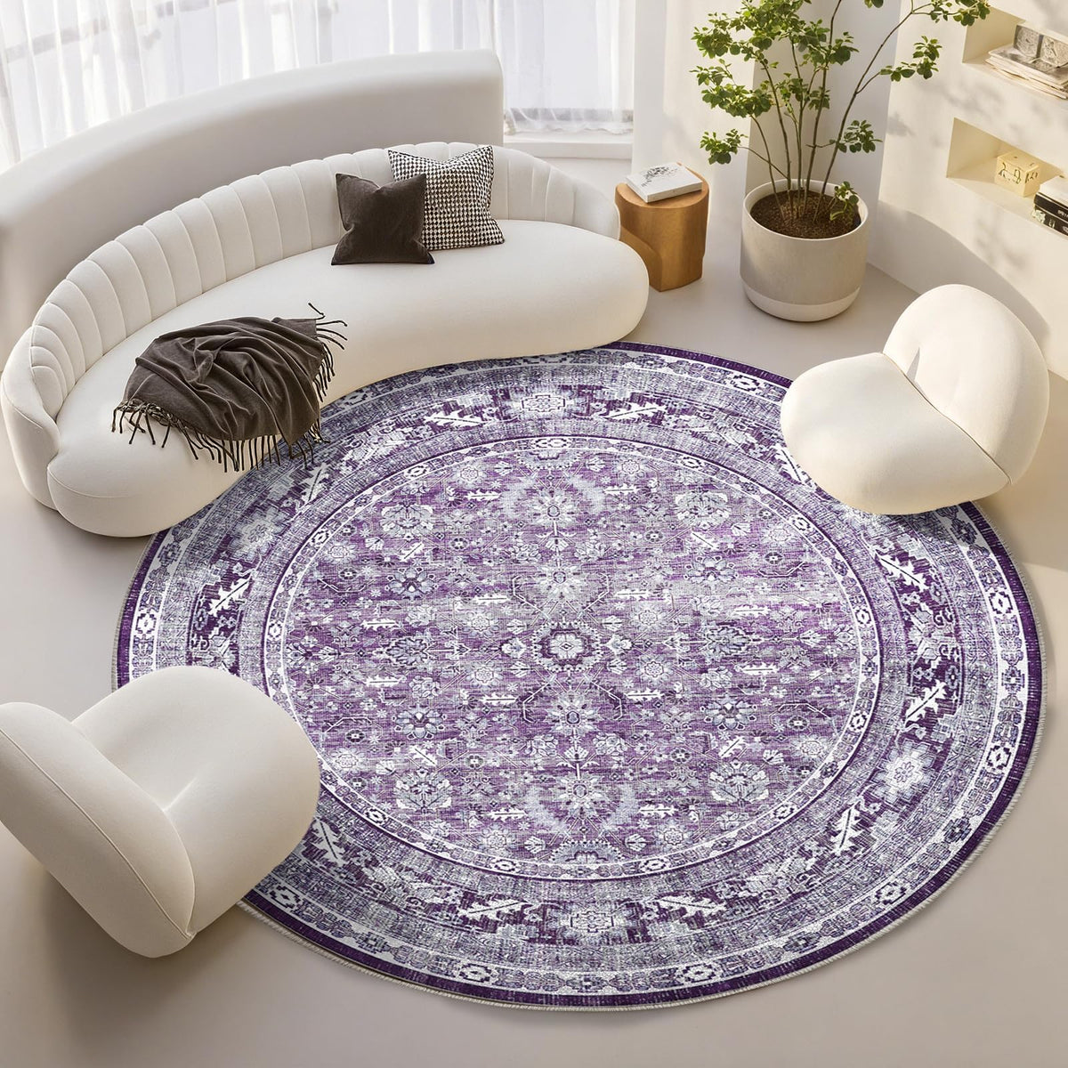 OPPODREAM Vintage Blue Area Rugs 5x7, Washable Rug for Living Room