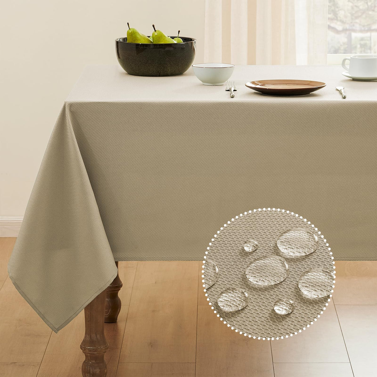 Veblandy Textured Tablecloth Rectangle Waterproof Table Cloth, Washable Table Cover Wrinkle Free Fabric Tabletop Decoration for Kitchen, Dining, Wedding, Parties, 60 x 104 Inch, Red