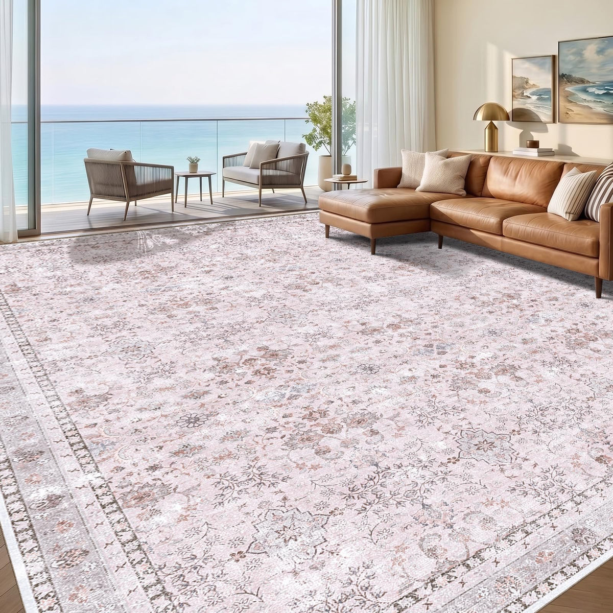 Sasttie 4x6 Area Rugs, Ultra-Soft Washable Rug for Living Room, Beige