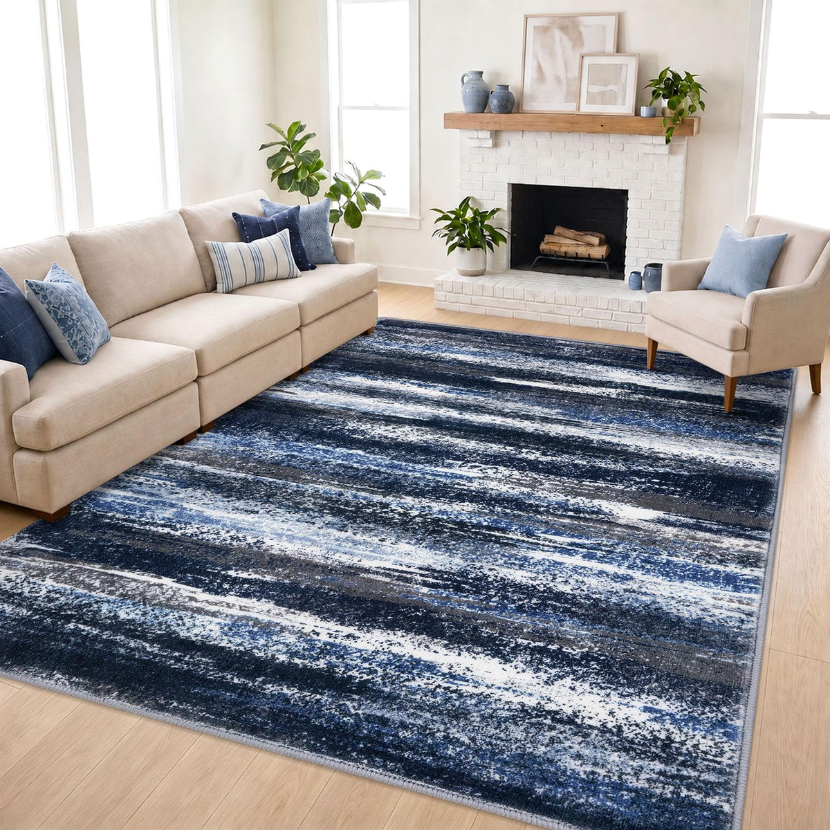 Lansny Abstract 2x3 Area Rug Small Washable Entryway Rug Non Slip Door Mat