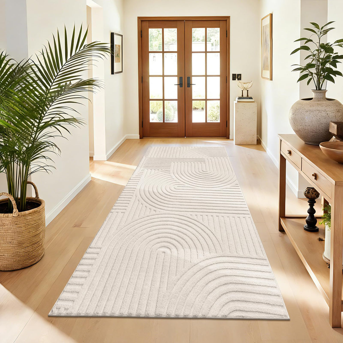 Pauwer 5x7 Area Rugs for Living Room, Modern Non Slip Washable Rug, Beige