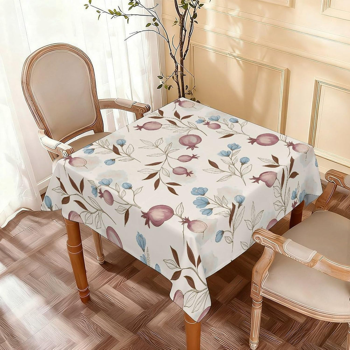domirica Square & Rectangle Tablecloth, Trendy Floral Art Pattern, Waterproof Oil-Proof Wipeable Polyester Cover, Decorative Table Cloth for Kitchen, Picnic, Camping, Wedding Indoor Outdoor Party