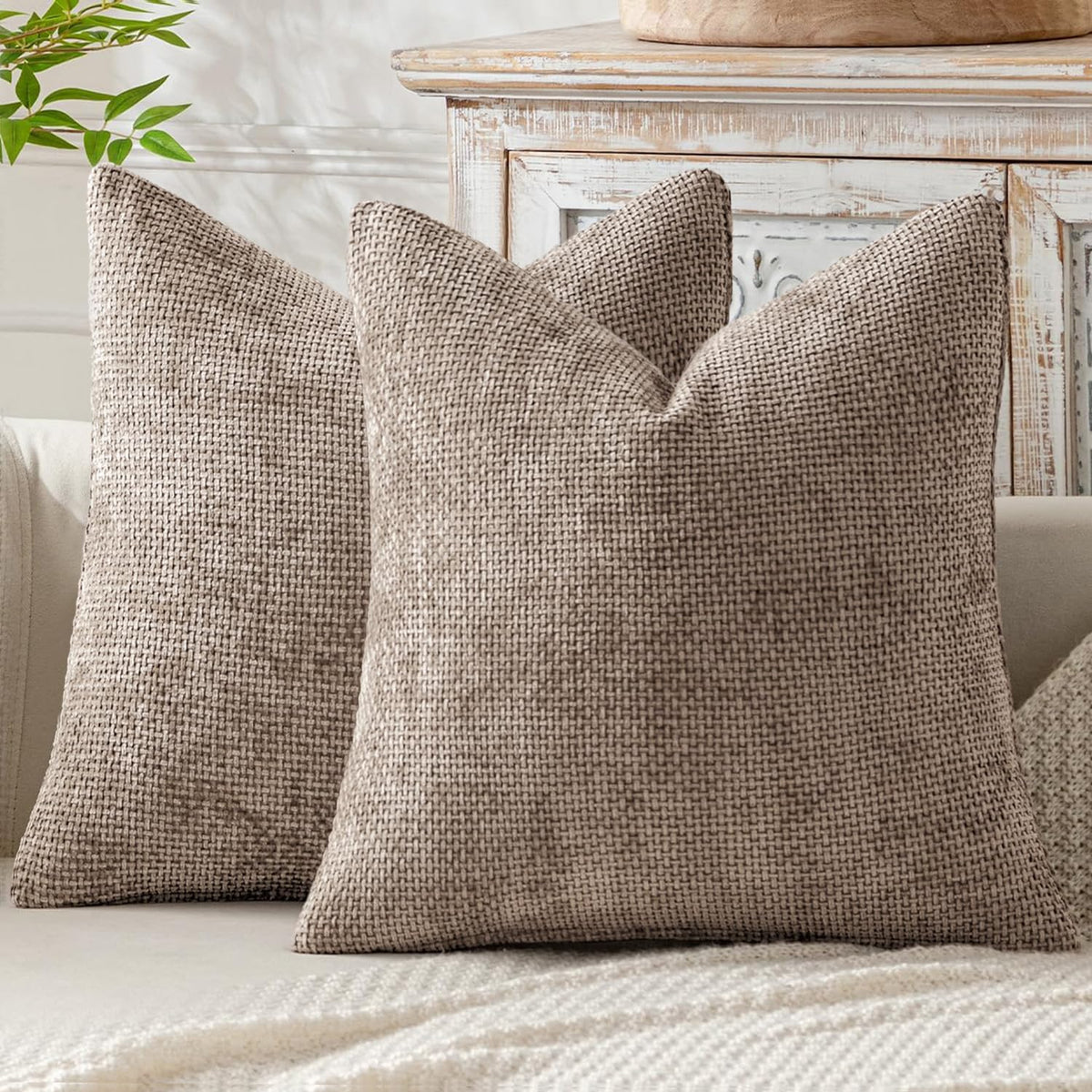 MIULEE Decorative Couch Throw Pillow Covers 18x18 Inch Coastal Blue 2 Pack
