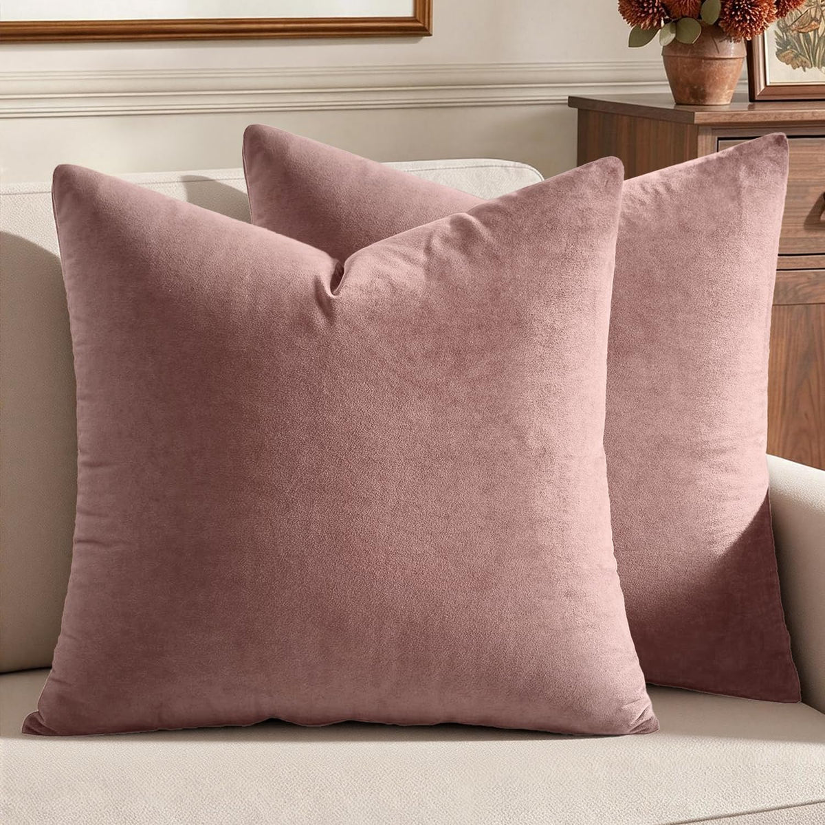 MIULEE Velvet Throw Pillow Covers 18x18 Inch Pack of 2 Dark Blue