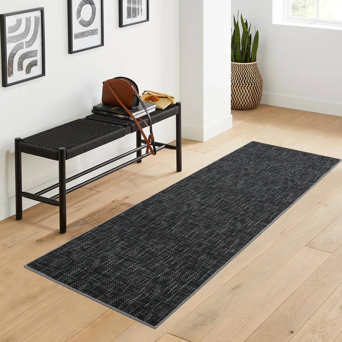RUGSREAL Bedroom Area Rug 4x6 Modern Abstract Area Rug Stain Resistant Small Living Room Rug Contemporary Dining Room Rug Non-Slip Solid Rug Aesthetic Accent Floor Carpet for Kitchen Office, Dark Grey