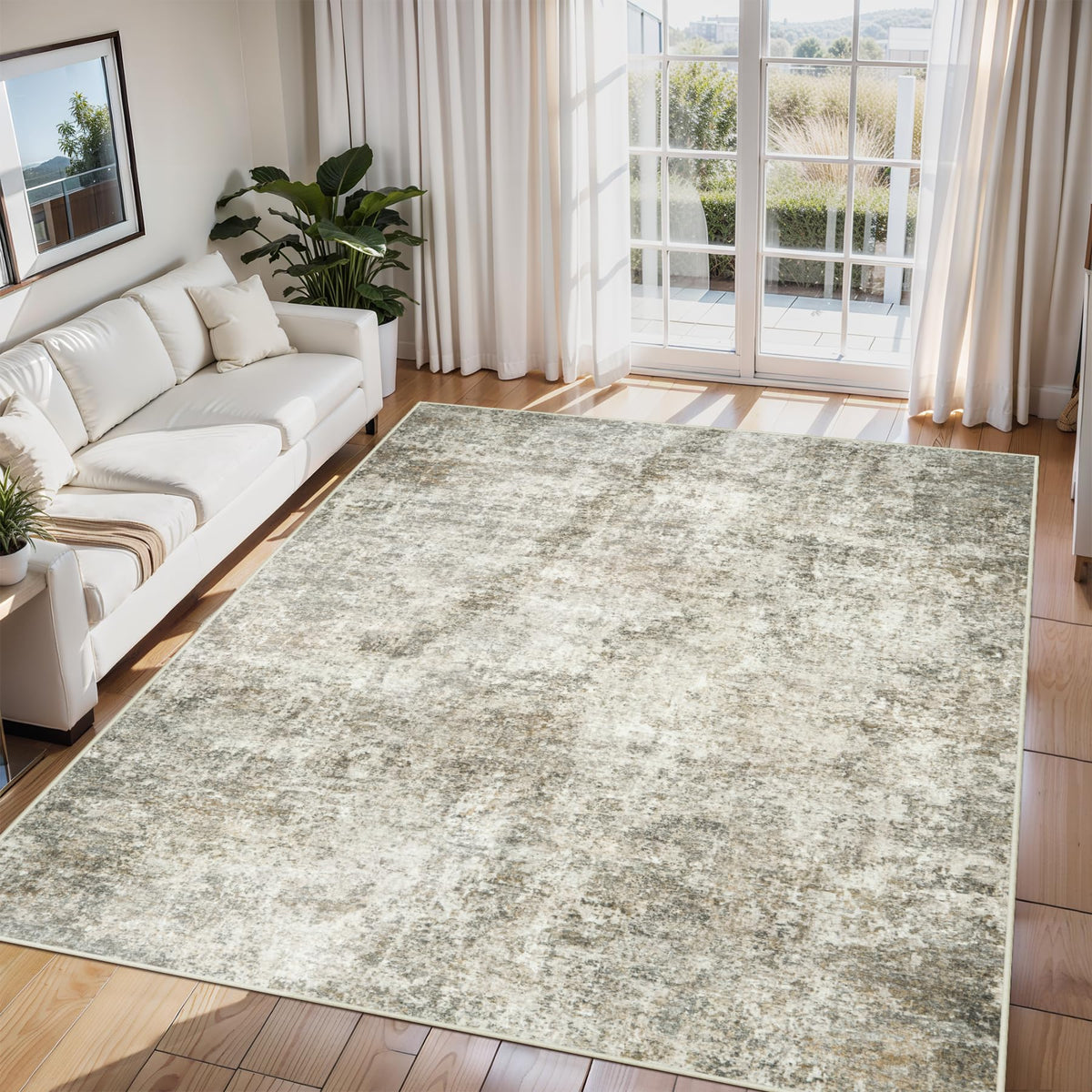 8x10 Area Rugs for Living Room Washable Bedroom Dining Room Blue Grey