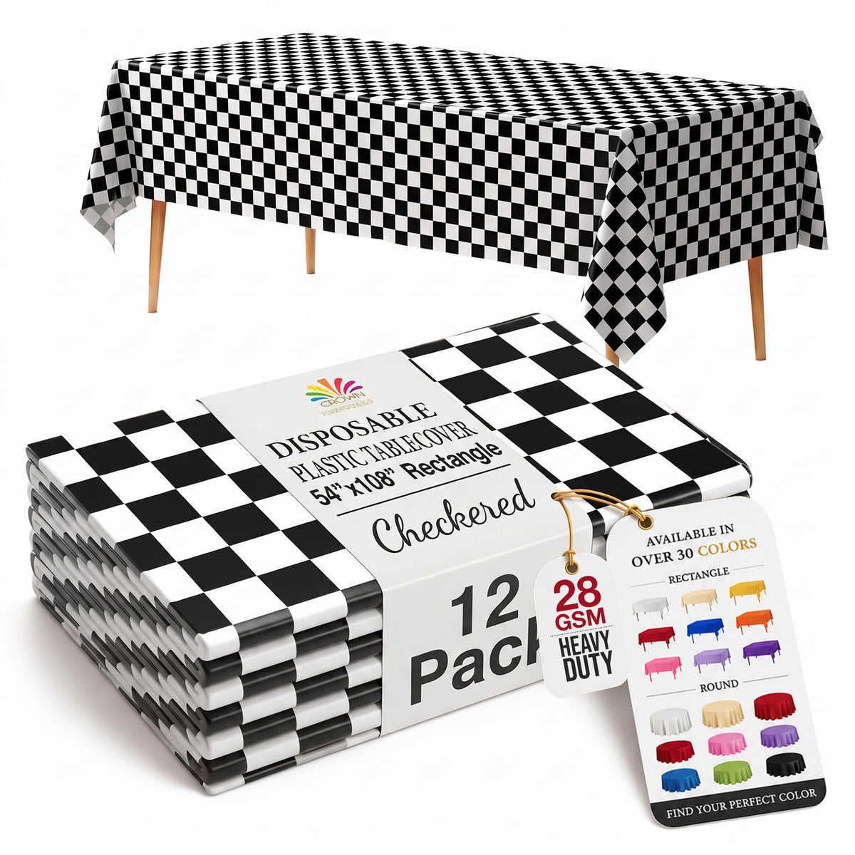 Exquisite 12-Pack Premium Plastic Tablecloth 12-Pack Premium Plastic Tablecloth 84in. Round Table Cover - Emerald Green