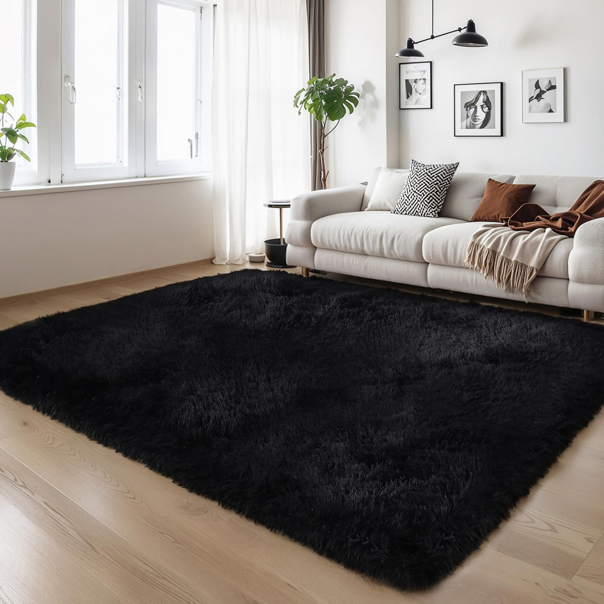 Pink Fluffy 4x6 Area Rugs for Bedroom Girls, Plush Washable Carpet
