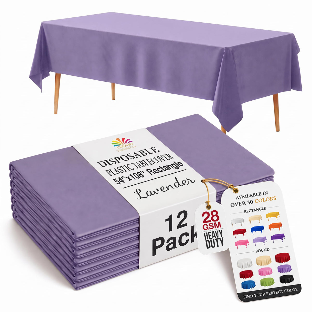 Exquisite 12-Pack Premium Plastic Tablecloth 12-Pack Premium Plastic Tablecloth 84in. Round Table Cover - Emerald Green