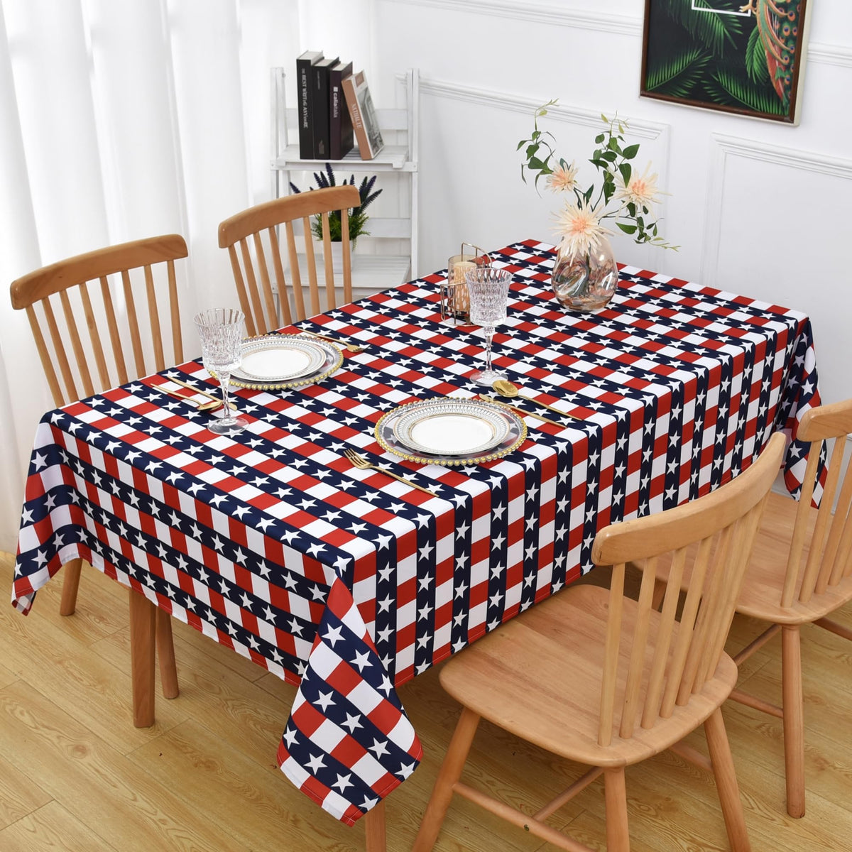 Waterproof Checkered Tablecloth Fabric - Rectangle 58x84 Inch Classic Gingham Buffalo Plaid Table Cloth for Indoor/Outdoor Use - Washable Table Cover for Kitchen, BBQs, and Parties