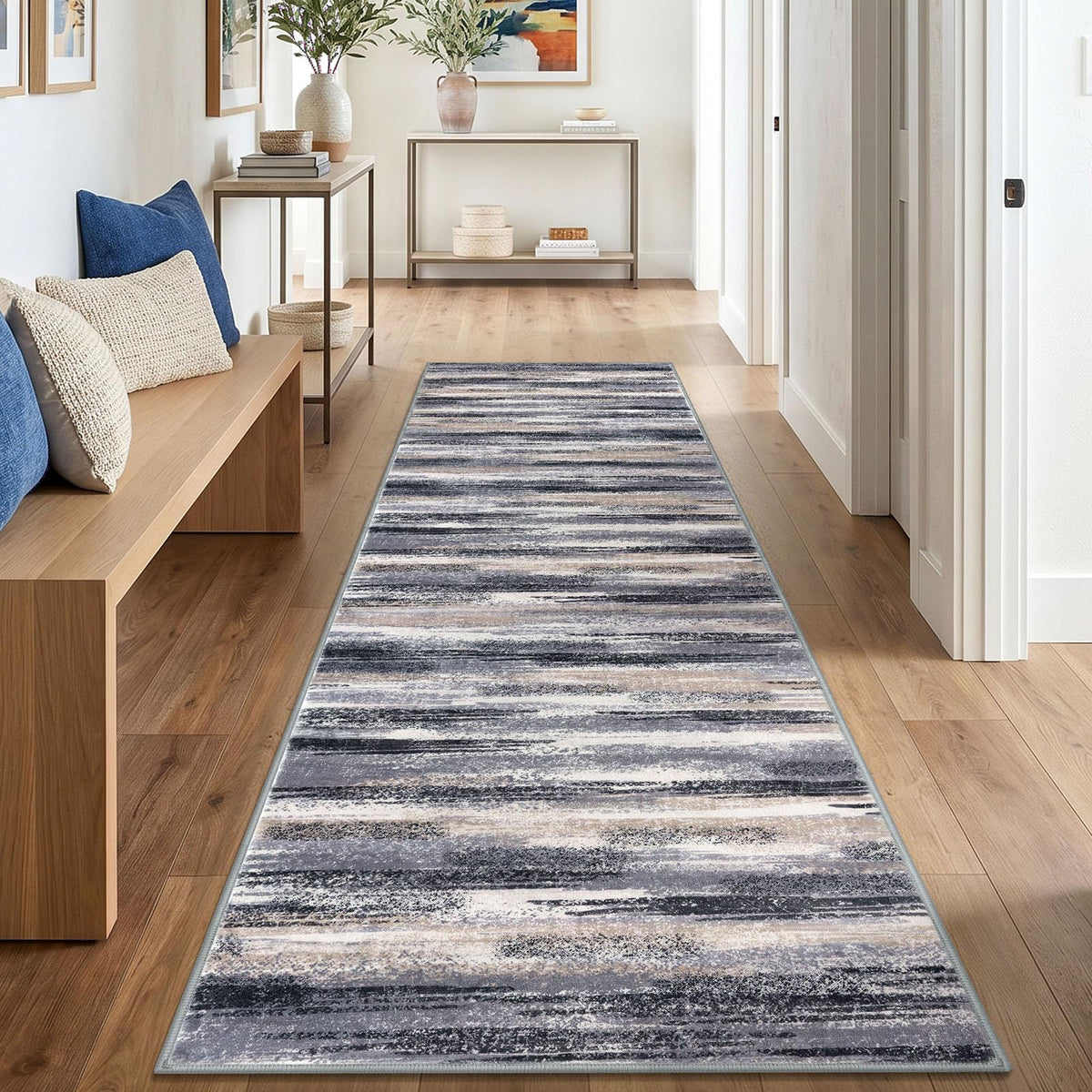 Lansny Abstract 2x3 Area Rug Small Washable Entryway Rug Non Slip Door Mat