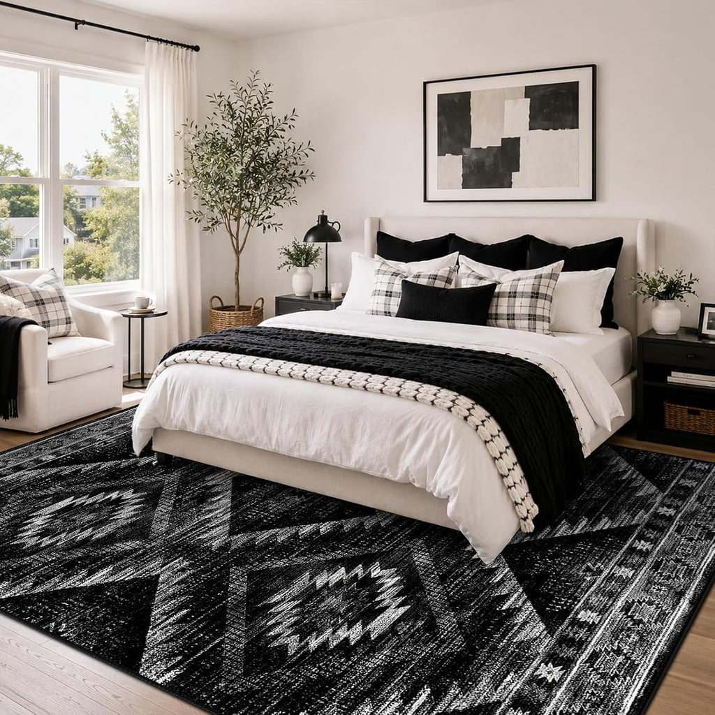 BESTSWEETIE 5'x7' Washable Area Rug for Living Room Bedroom Black