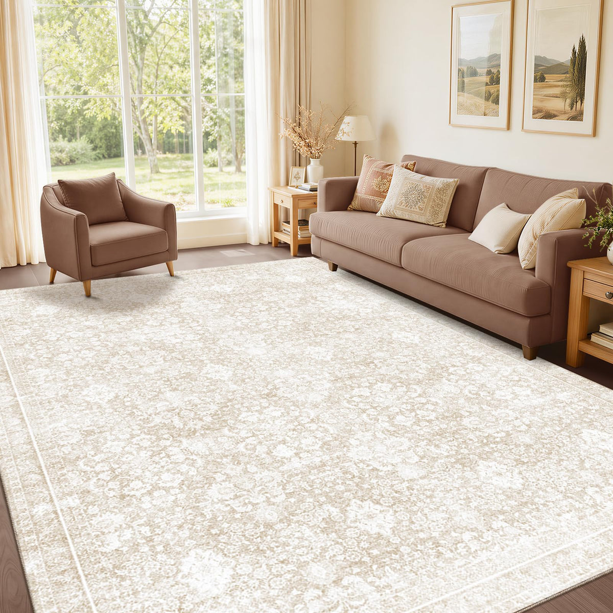 Sasttie 4x6 Area Rugs, Ultra-Soft Washable Rug for Living Room, Beige
