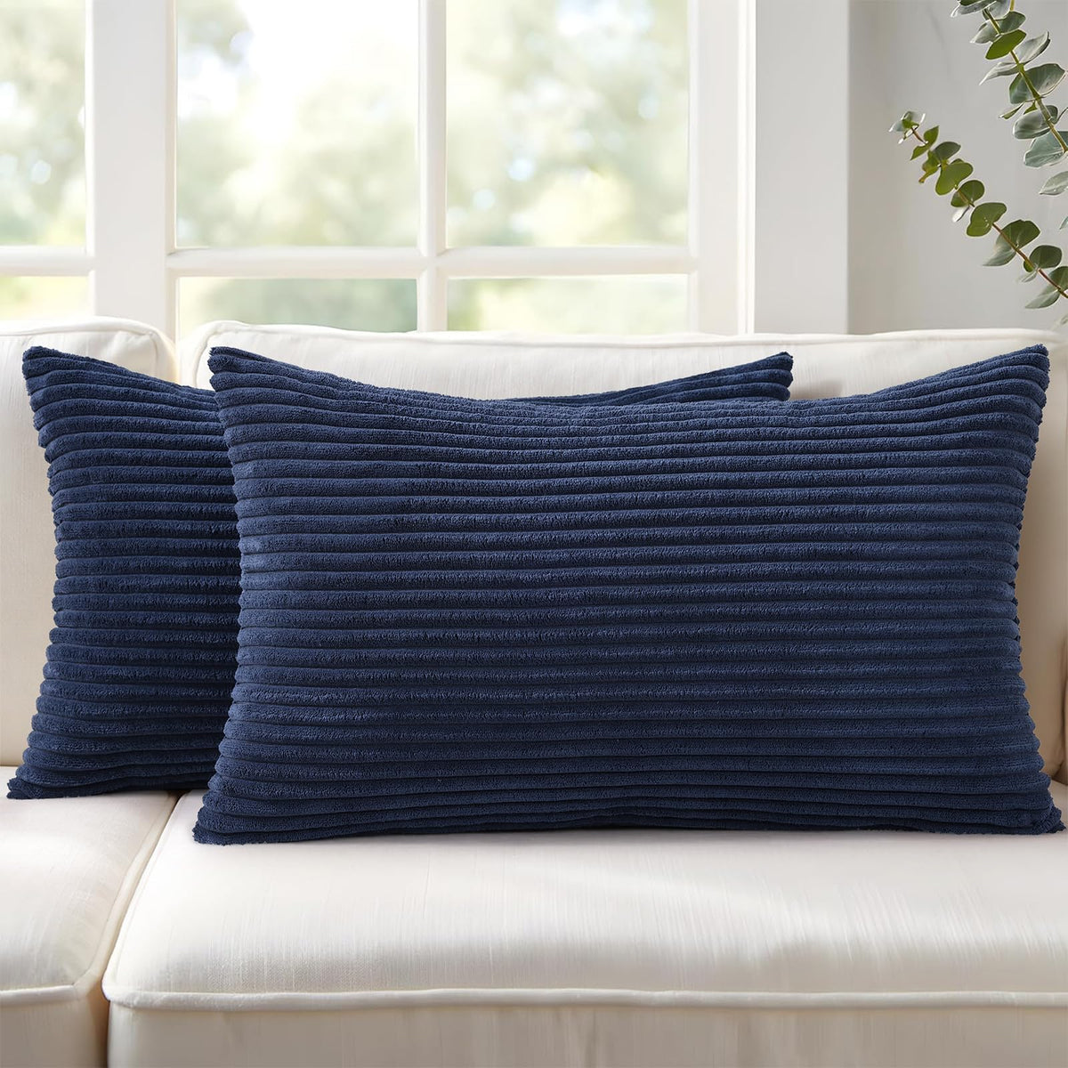 Mecatny Corduroy Fall Throw Pillow Covers 18x18 Set of 2 Olive Green