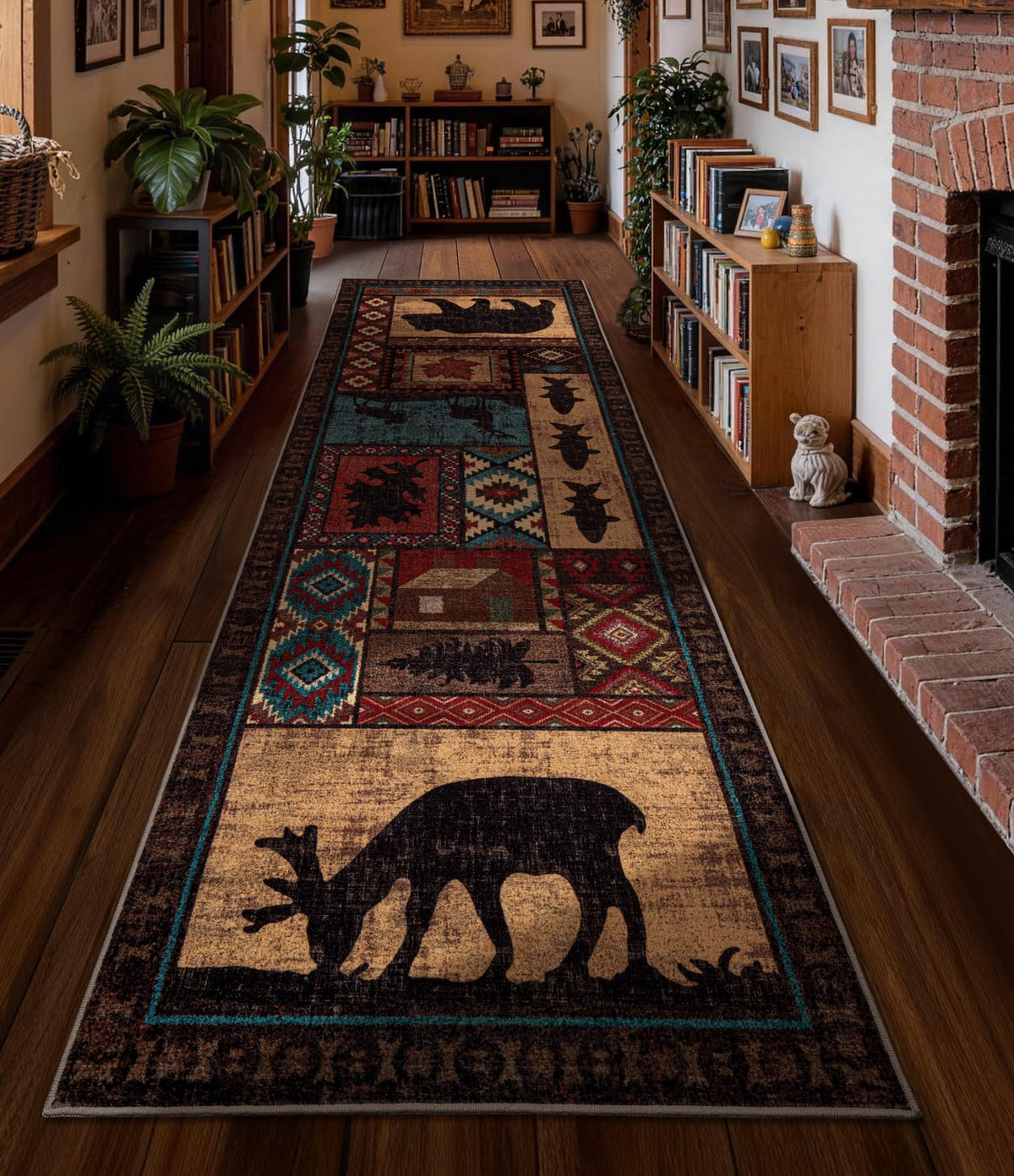 YIHOUSE Washable Rustic Cabin Area Rugs 5x7 Brown
