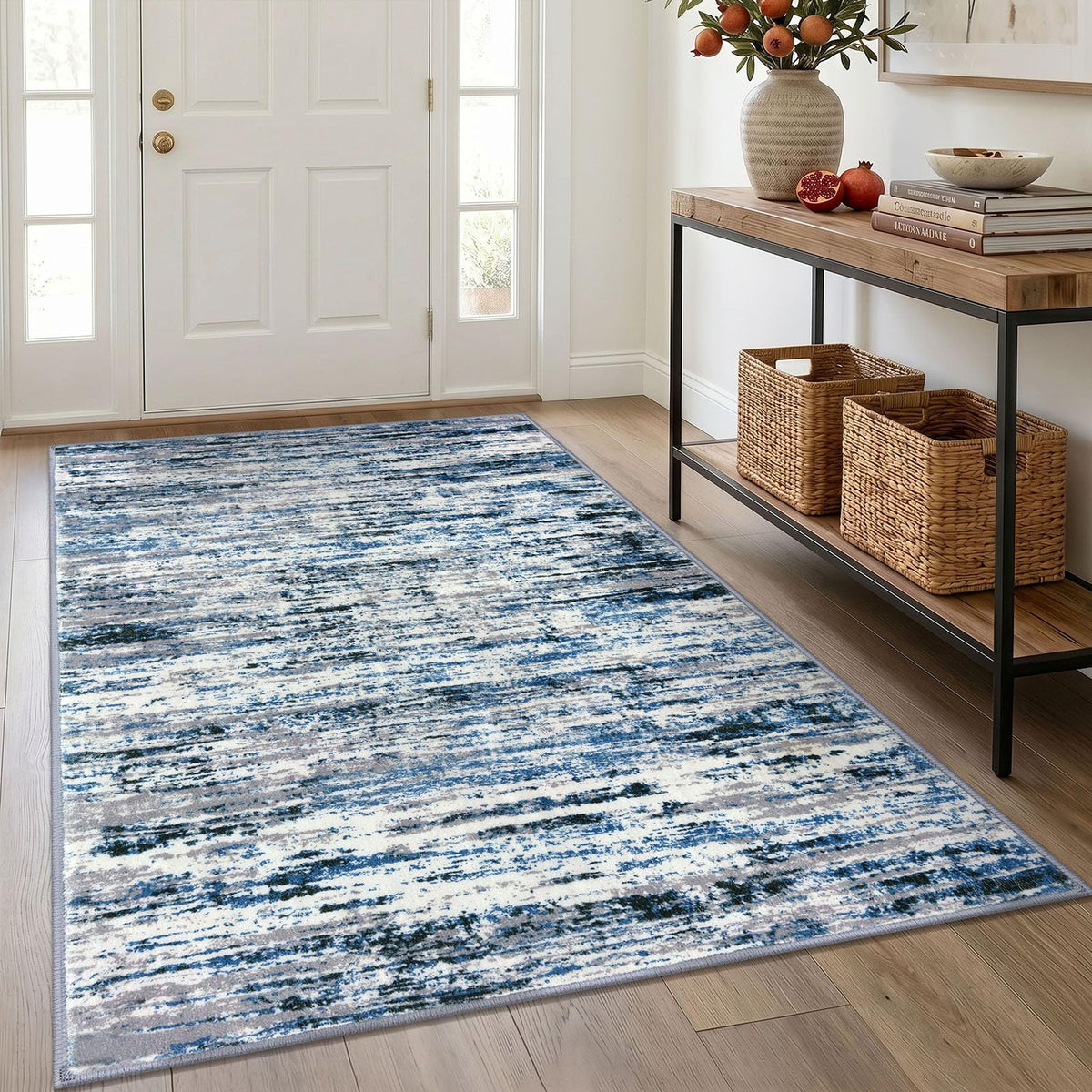 Lansny Abstract 2x3 Area Rug Small Washable Entryway Rug Non Slip Door Mat