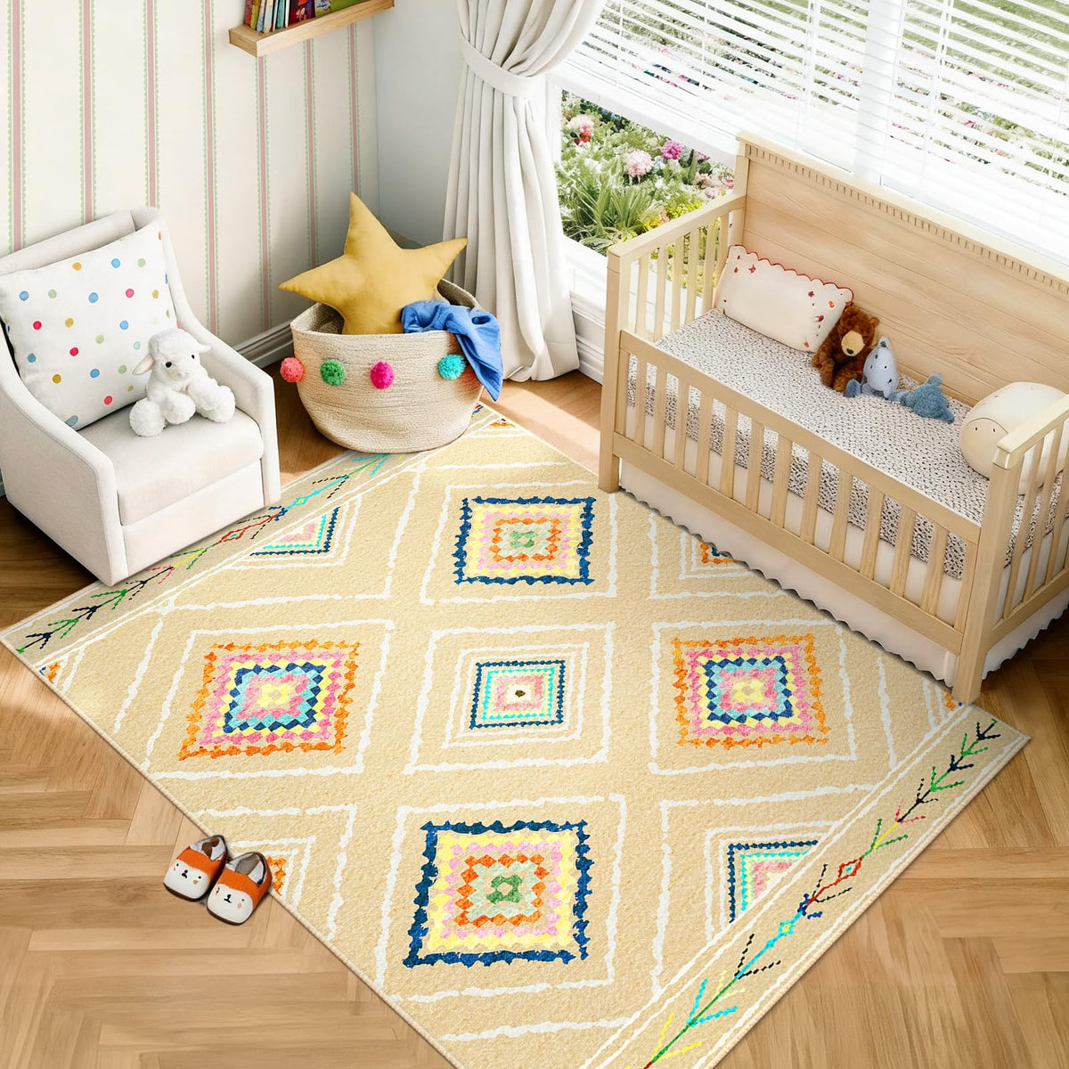BESTSWEETIE 5'x7' Washable Area Rug for Living Room Bedroom Black