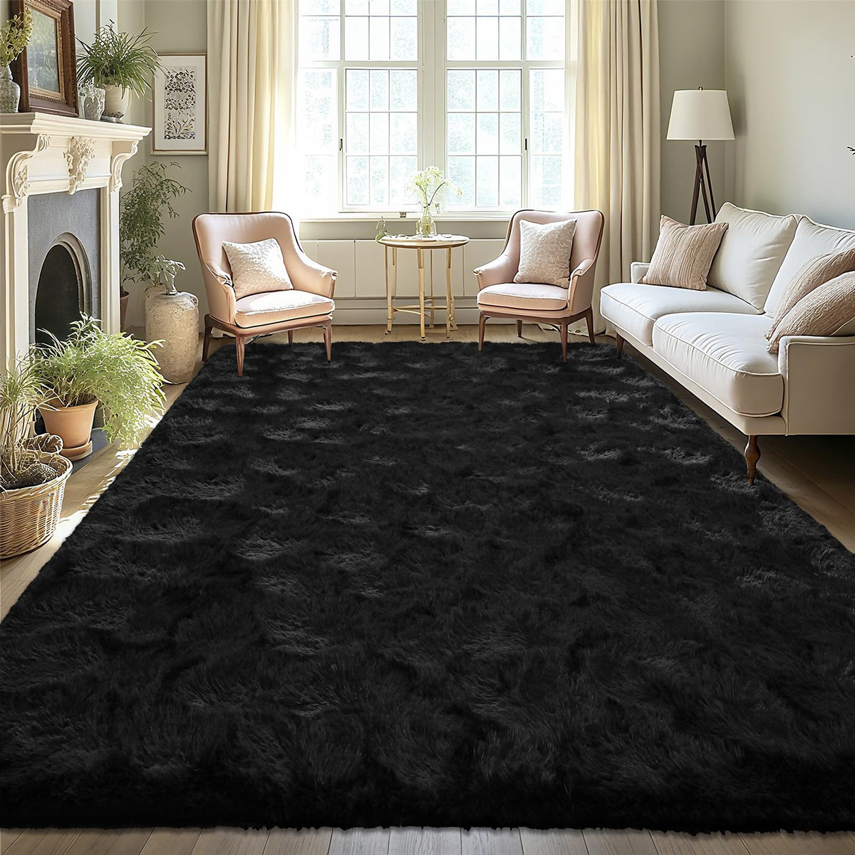LOCHAS 4x6 Area Rugs Fluffy Living Room Carpets for Kids Bedroom, White