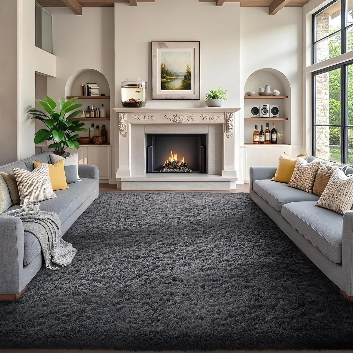 Ophanie Small Rug Upgrade Non Slip Throw Bedside Area Rugs, Fluffy Soft Grey Mini Bedroom Carpet, Affordable Door Entryway Indoor Inside Front Entrance Dog 2x3 Mat, Home Decor Aesthetic, Nursery