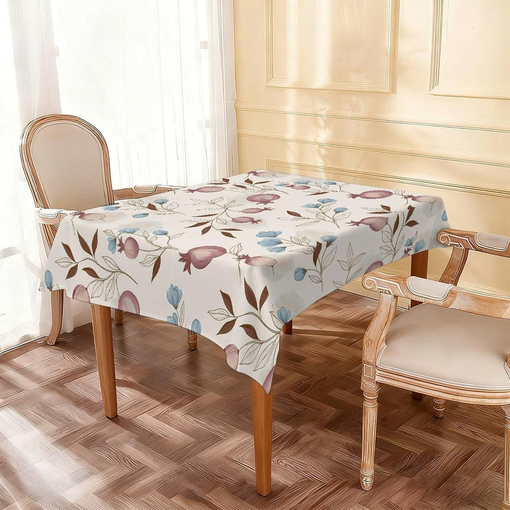 domirica Square & Rectangle Tablecloth, Trendy Floral Art Pattern, Waterproof Oil-Proof Wipeable Polyester Cover, Decorative Table Cloth for Kitchen, Picnic, Camping, Wedding Indoor Outdoor Party