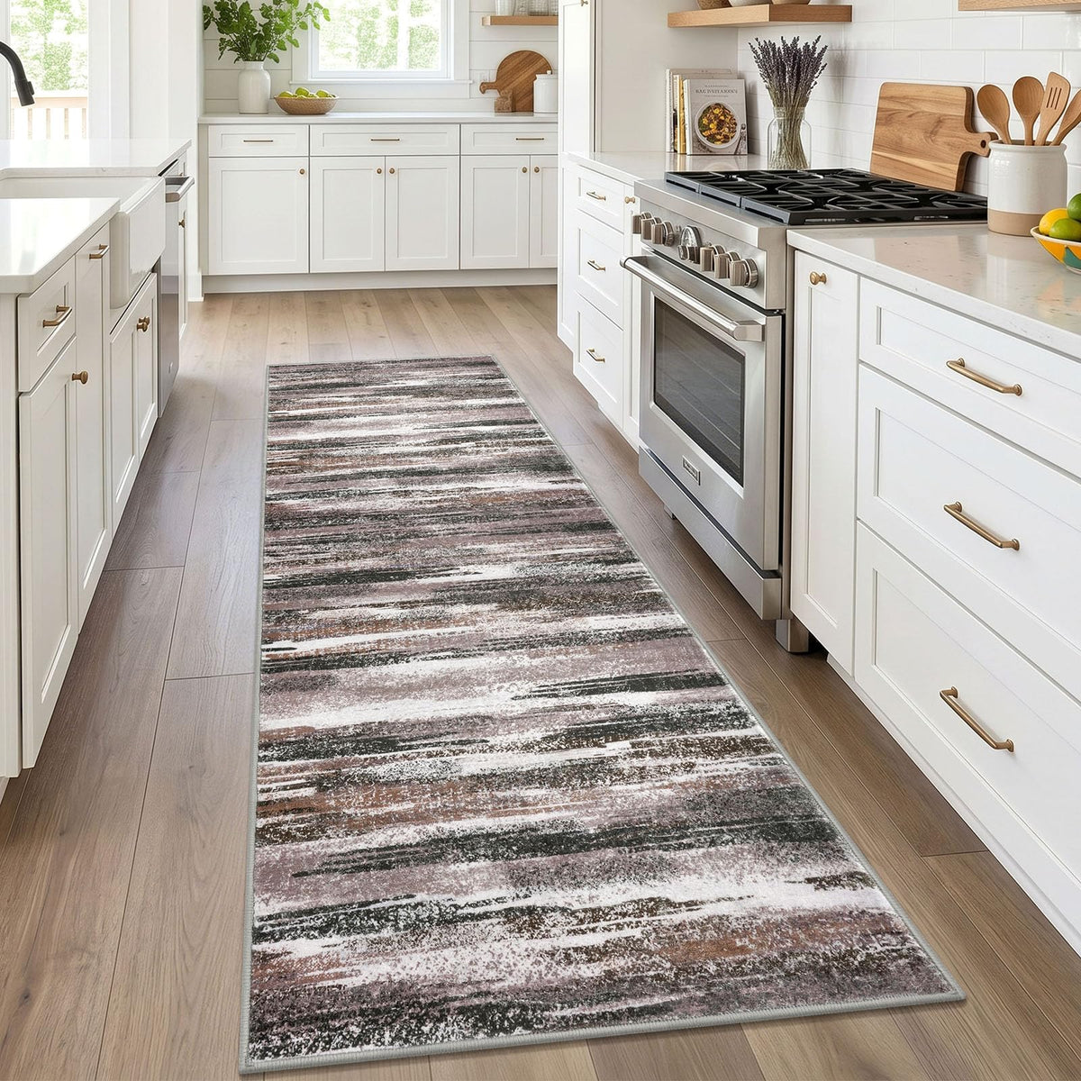 Lansny Abstract 2x3 Area Rug Small Washable Entryway Rug Non Slip Door Mat