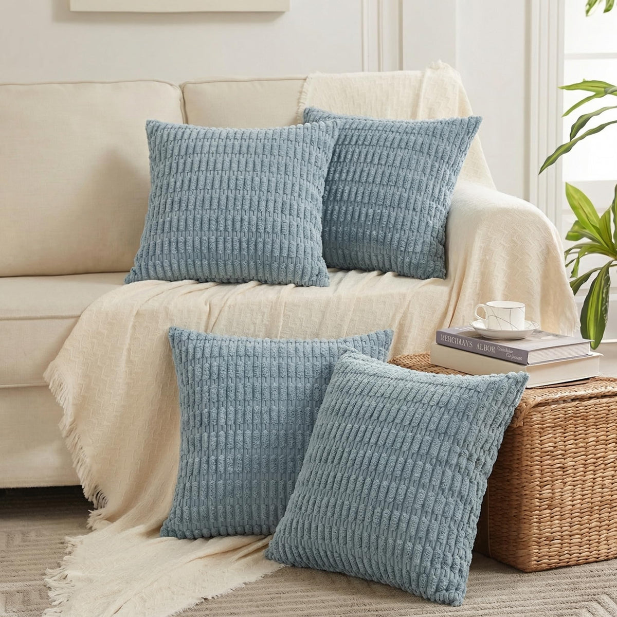 Fancy Homi 4 Packs Decorative Throw Pillow Covers for Living Room Couch Bed, Modern Farmhouse Boho Home Décor Accent Cushion Case, 18" x 18", Neutral