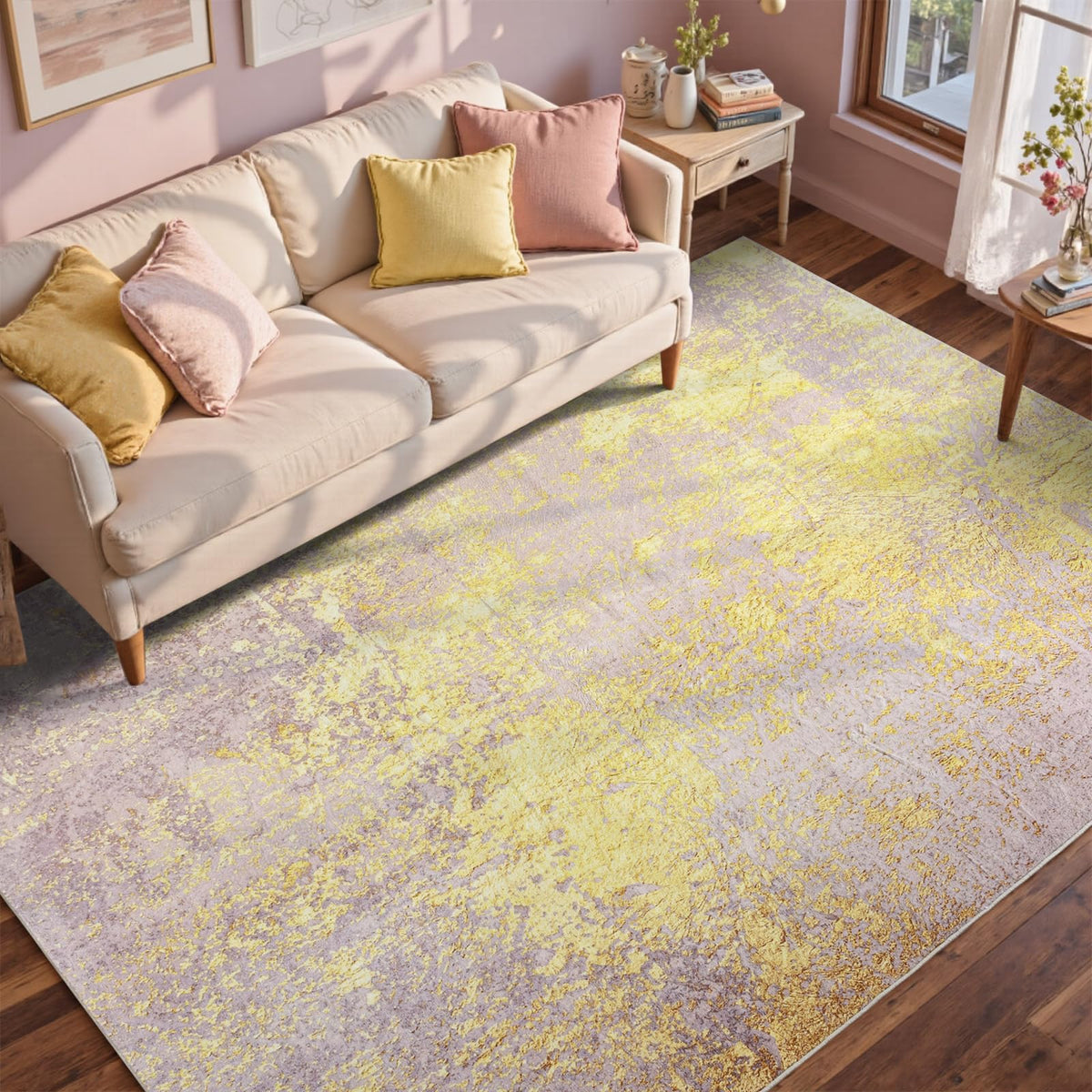 6x9 Ft Large Area Rugs for Living Room, Soft Non-Slip Washable Rugs Modern Abstract Pattern Carpet for Bedroom Indoor Floor Nursery Home Decor (Blue)