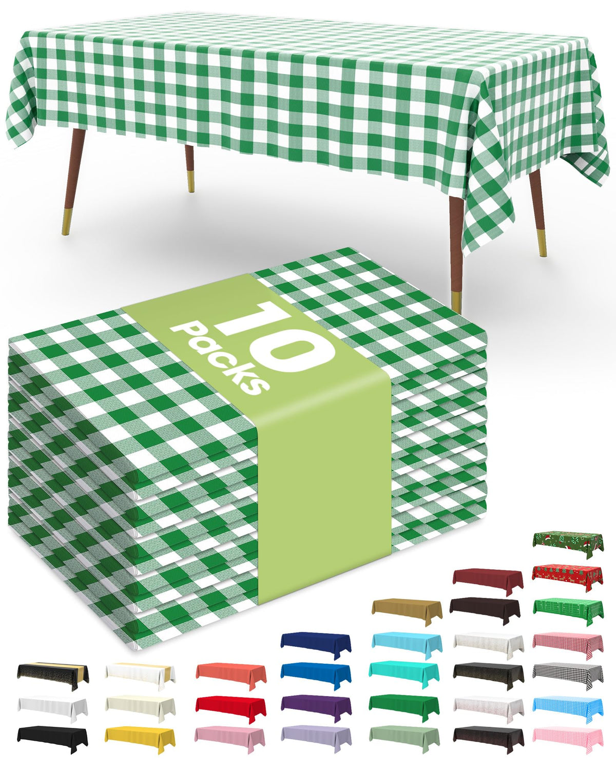 Pureegg Plastic Table Cloth Disposable 54x108 Inch 10 Pack, White