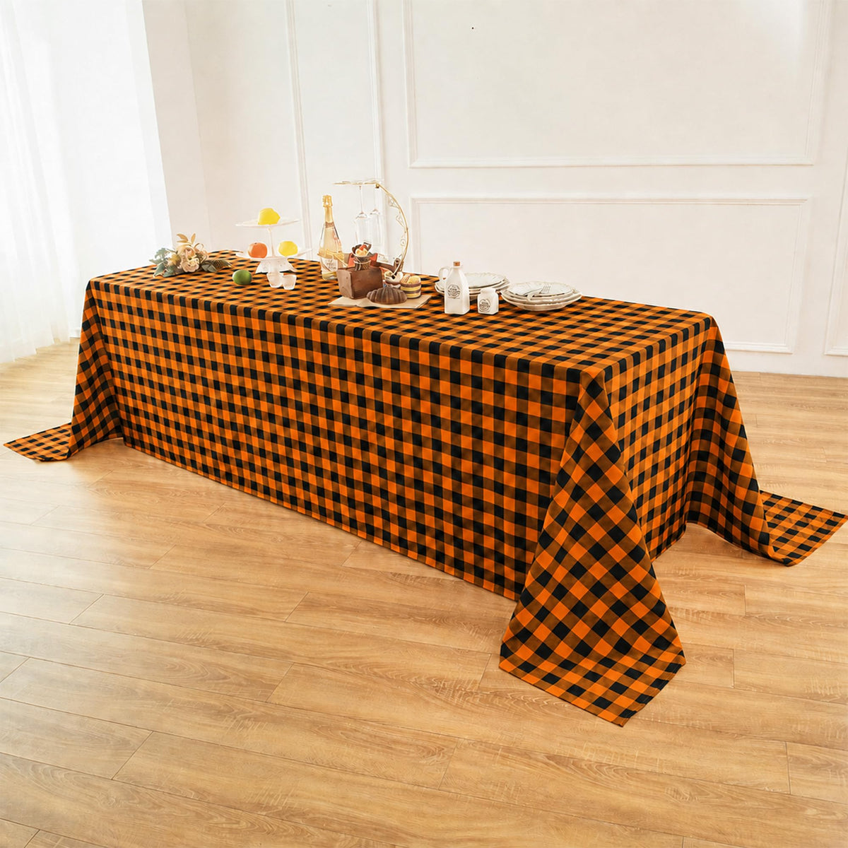 Waterproof Checkered Tablecloth Fabric - Rectangle 58x84 Inch Classic Gingham Buffalo Plaid Table Cloth for Indoor/Outdoor Use - Washable Table Cover for Kitchen, BBQs, and Parties