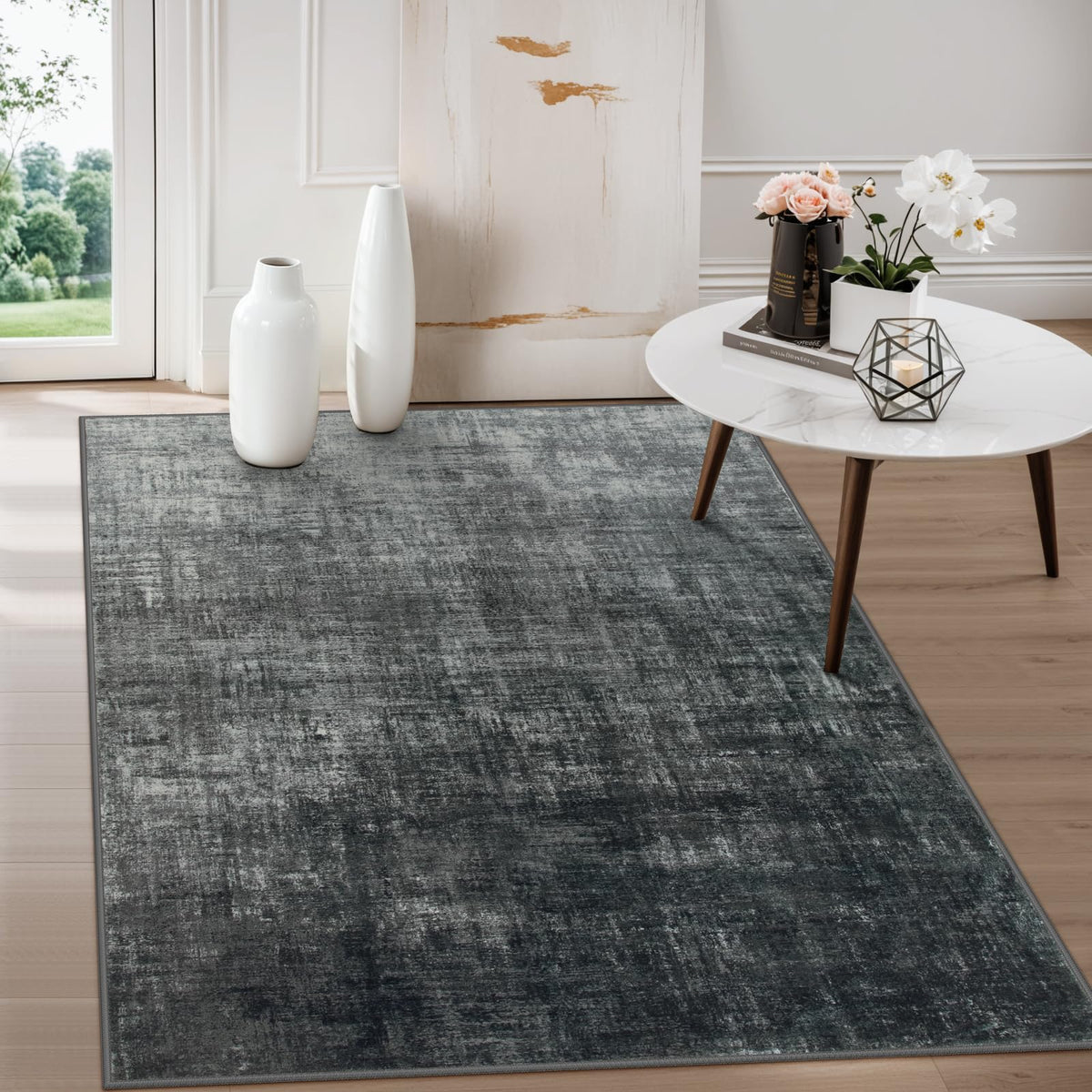 Lahome Modern Abstract Washable 5x7 Area Rugs for Living Room, Colorful Soft Bedroom Rug Low Pile Non Slip,Stain Resistance Dining Room Carpet for Nursery Office Entrance Home Office Decor