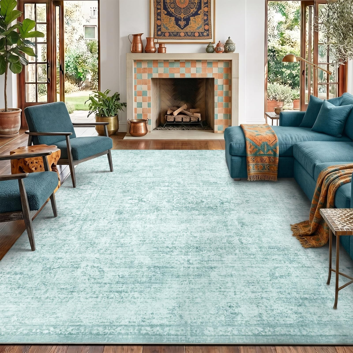Homemate Washable Rug 8x10 Area Rugs - Vintage Rugs for Living Room