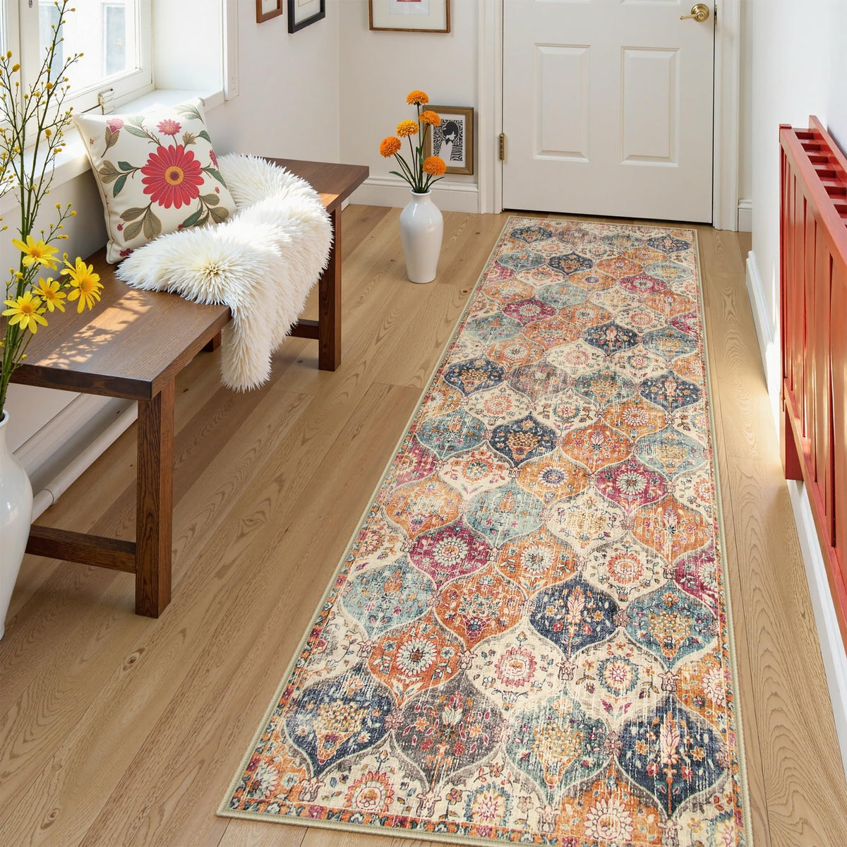 Lahome Moroccan Machine Washable Rugs for Living Room, 4x6 Rug for Bedroom