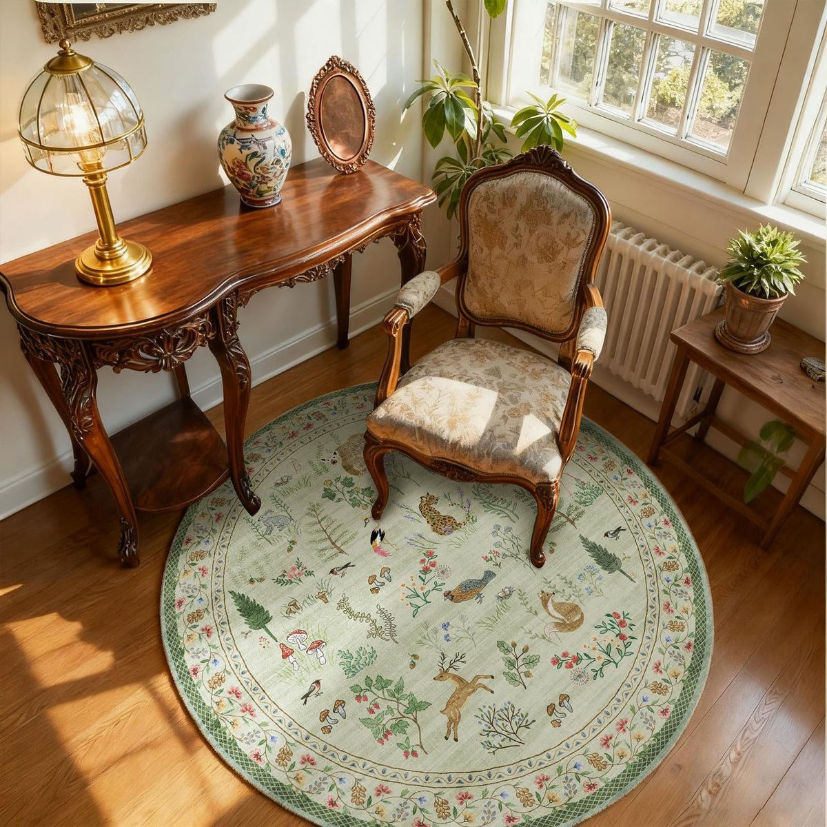Washable Area Rugs for Living Room: 9x12 Area Rug for Bedroom Vintage Stain Resistant Non Slip Low Pile Lightweight Soft Carpet for Kitchen Dining Room Farmhouse Kids Room Nursery