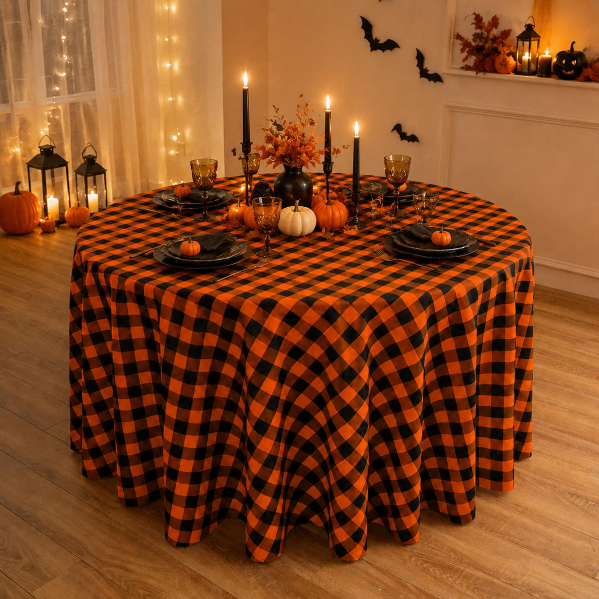Waterproof Checkered Tablecloth Fabric - Rectangle 58x84 Inch Classic Gingham Buffalo Plaid Table Cloth for Indoor/Outdoor Use - Washable Table Cover for Kitchen, BBQs, and Parties