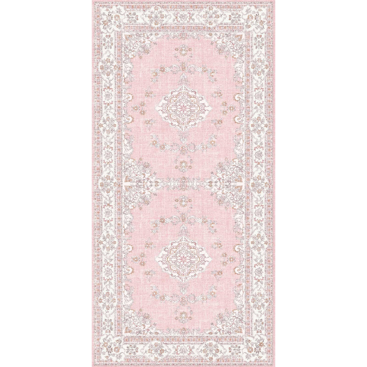 Soft Pink Rug for Girls Room: 5x8 Vintage Washable Carpet Bedroom Nursery