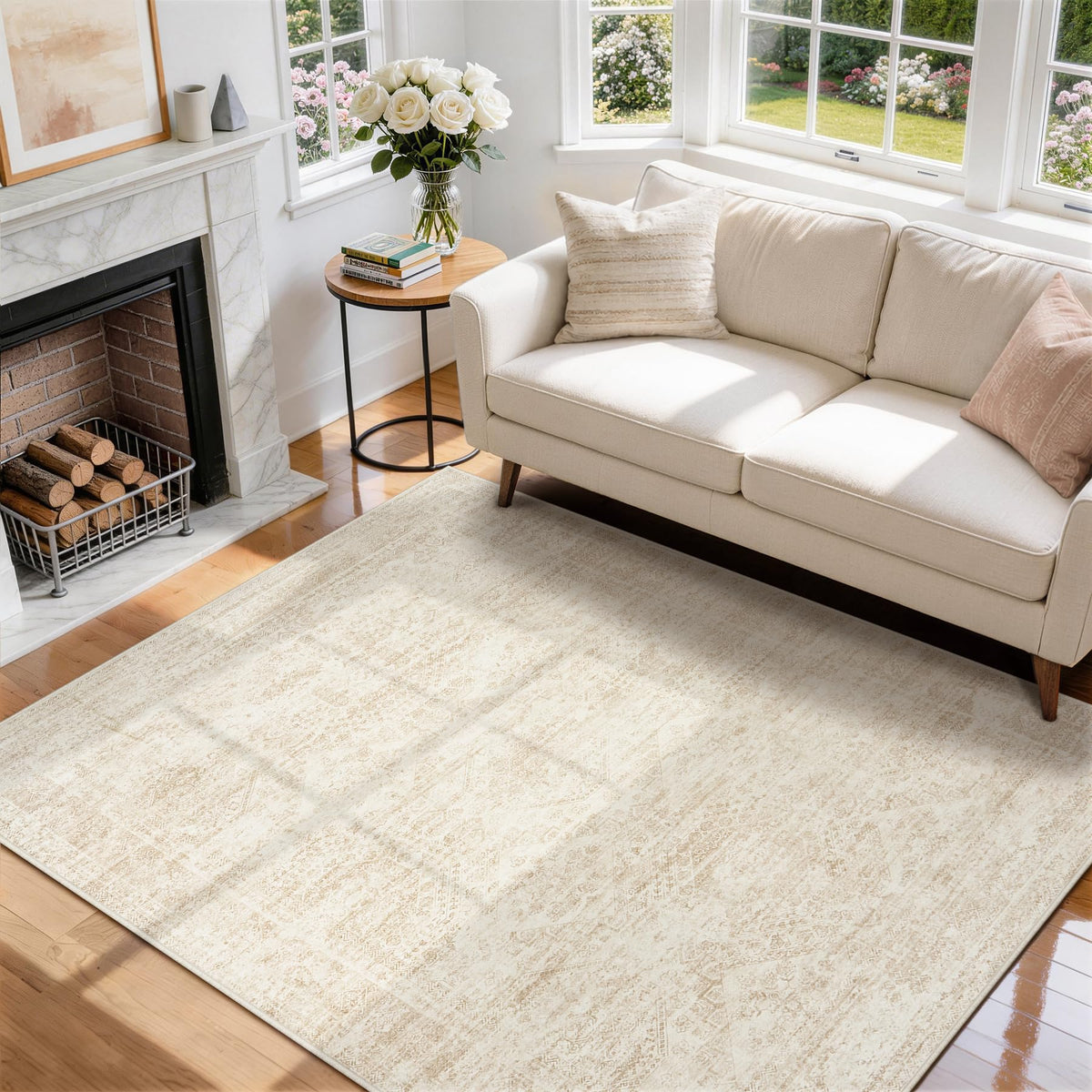 8x10 Area Rugs for Living Room Washable Bedroom Dining Room Blue Grey