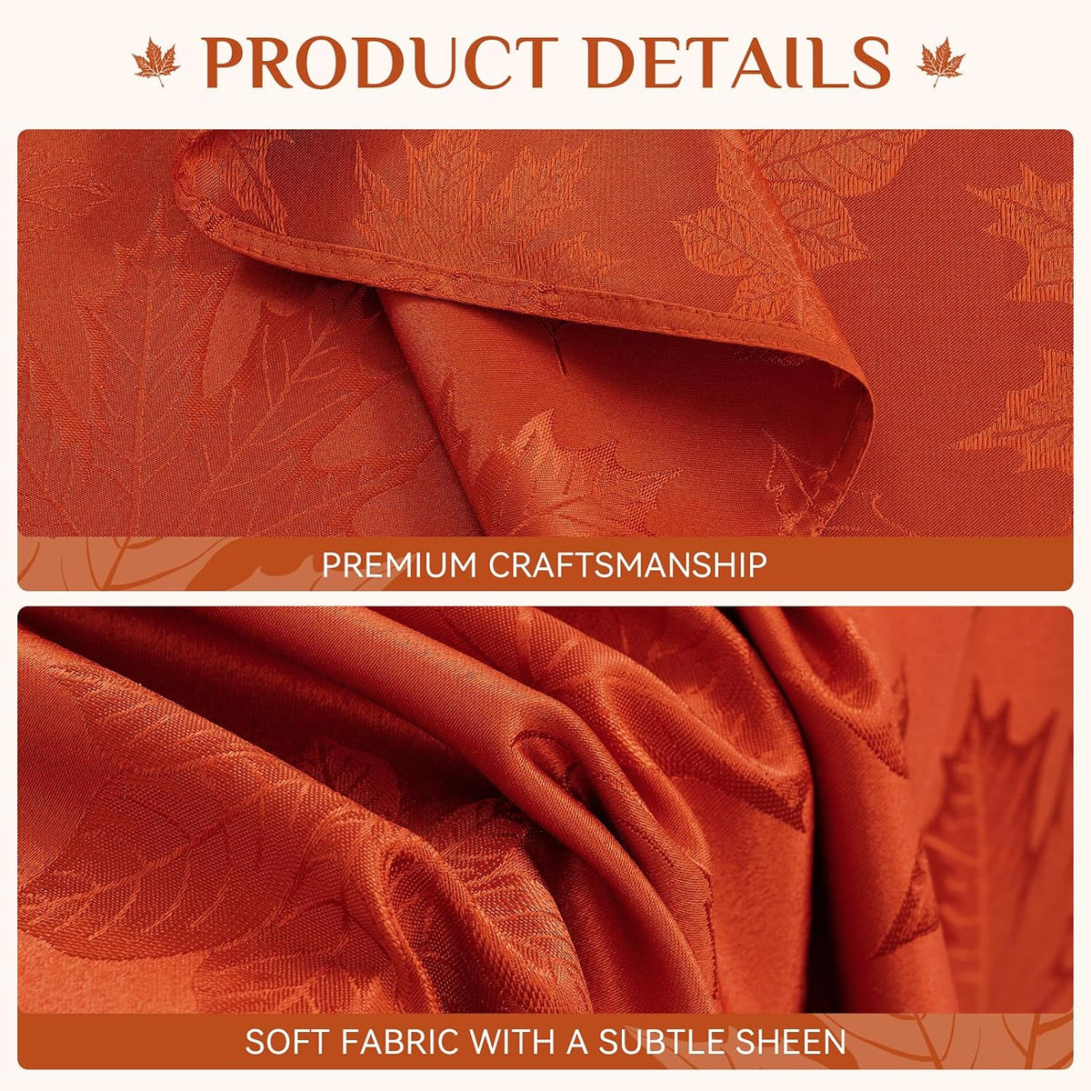 Softalker Fall Jacquard Rectangle Tablecloth, 60 x 84 Inch Burnt Orange