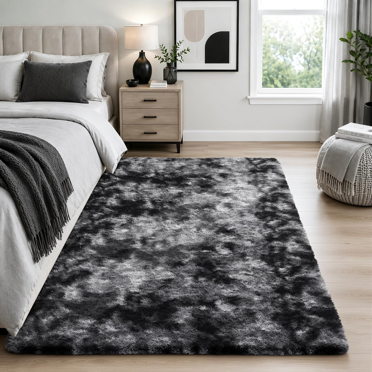 Ophanie Area Rugs for Bedroom, Christmas Upgrade Non-Slip Ivory Fluffy Soft Shag Living Room Carpet, Indoor Floor 4x6 Fuzzy Shaggy Plush Nursery Rug for Kids Dorm Decor with Over 99 pcs Pile fibers