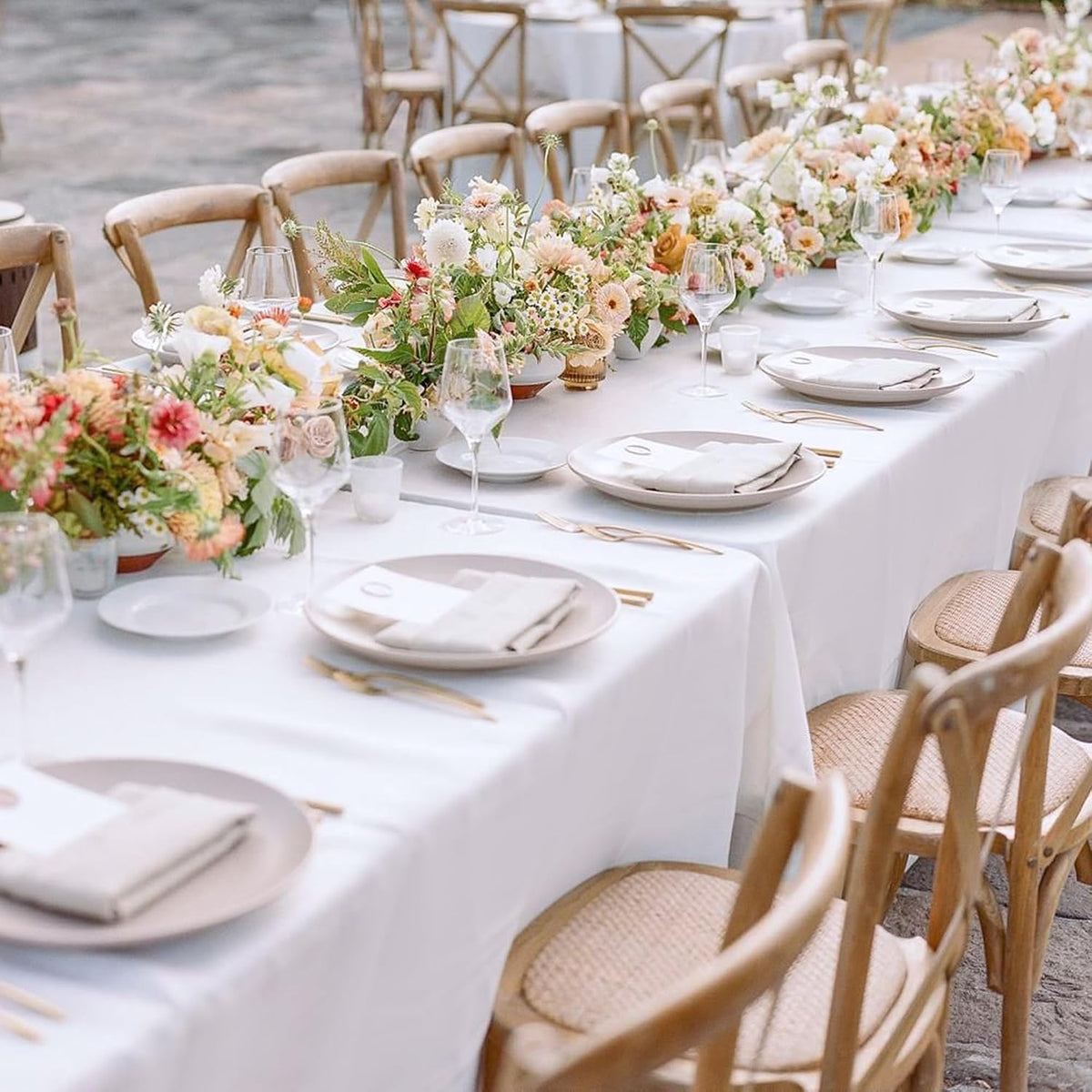 sancua 2 Pack White Table Cloth 60x102 Inch for 6 Feet Rectangle Tables