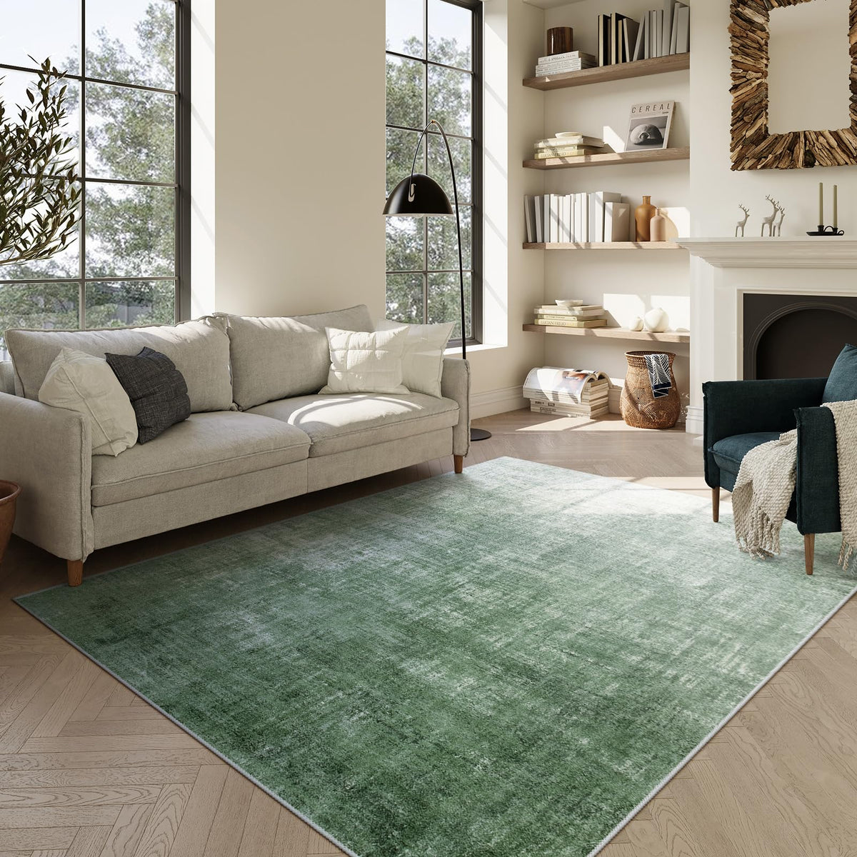 Lahome Modern Abstract Washable 5x7 Area Rugs for Living Room, Colorful Soft Bedroom Rug Low Pile Non Slip,Stain Resistance Dining Room Carpet for Nursery Office Entrance Home Office Decor