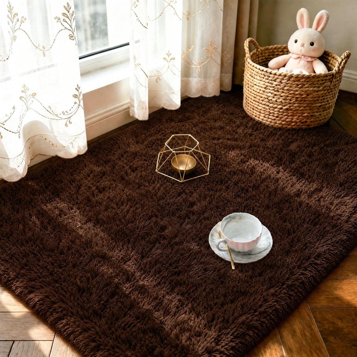 LOCHAS 4x6 Area Rugs Fluffy Living Room Carpets for Kids Bedroom, White