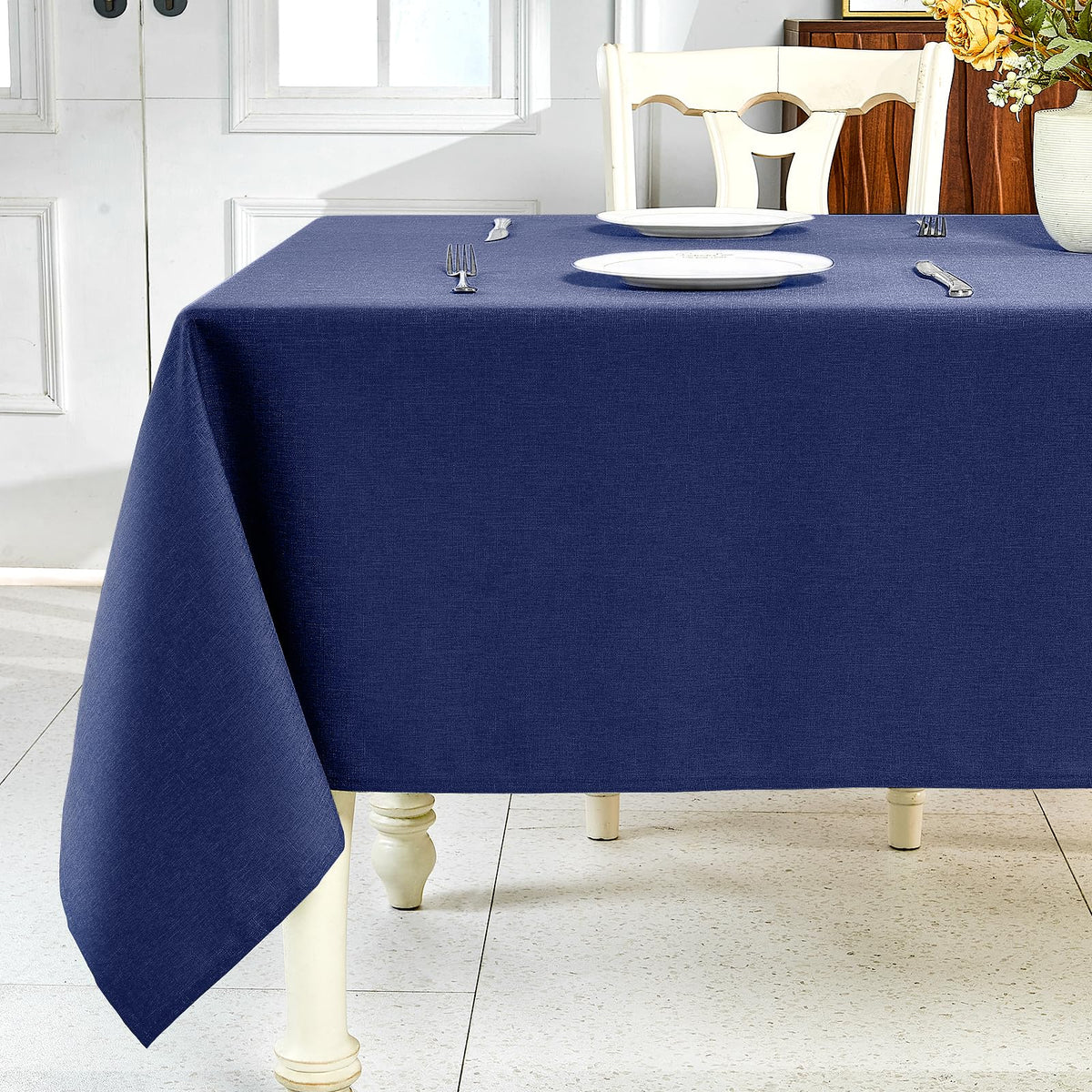 IVAPUPU Textured Linen Rectangle Table Cloth, Sage Green, 52 x 70 Inch