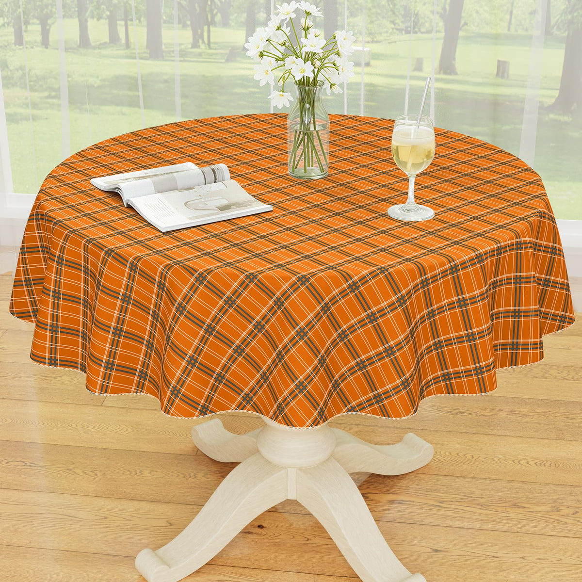 Smiry Picnic Table Cloth, Vinyl Tablecloths with Flannel Backing, 60"x84"