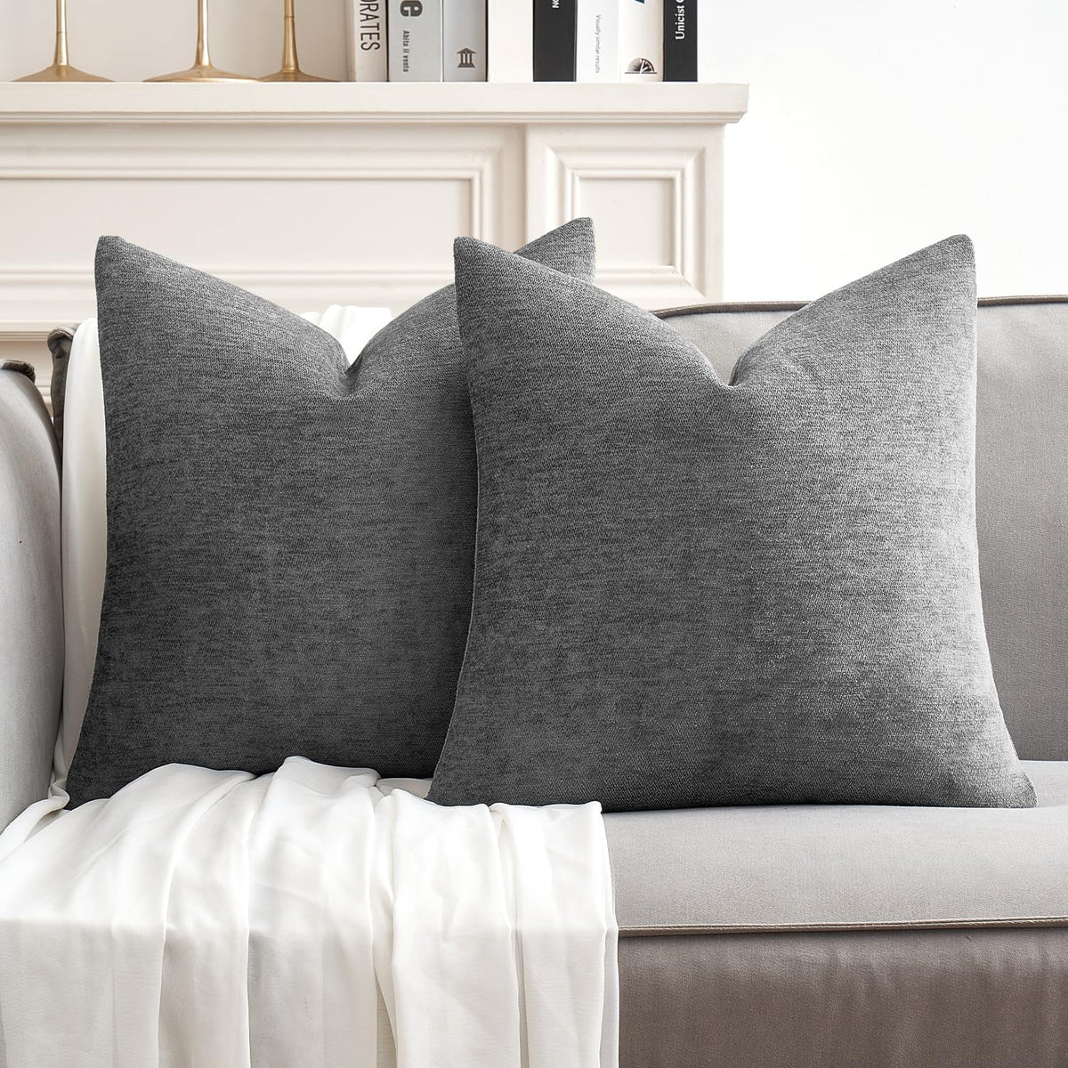 MIULEE Pack of 2 Beige Decorative Pillow Covers 18x18 Inch