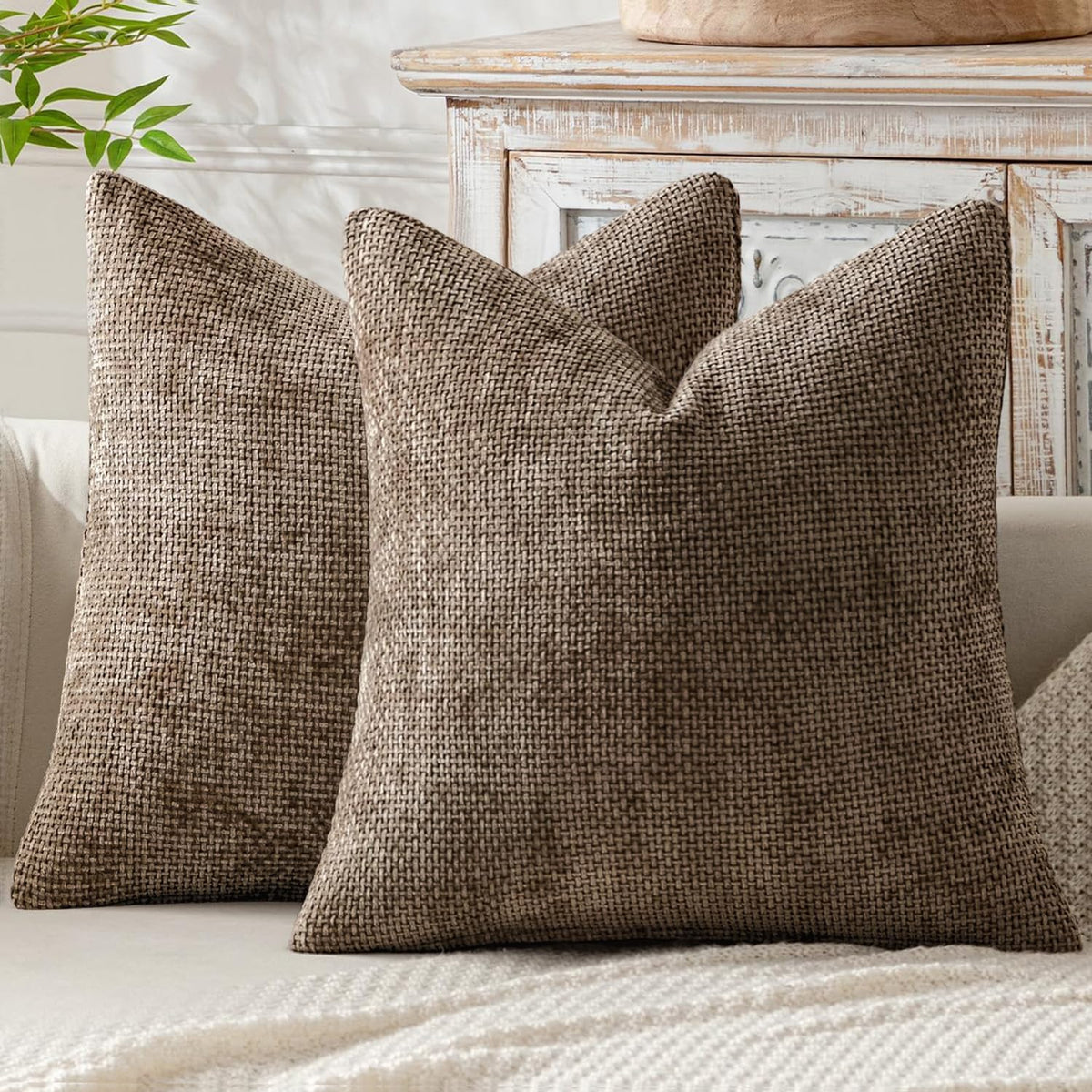 MIULEE Decorative Couch Throw Pillow Covers 18x18 Inch Coastal Blue 2 Pack