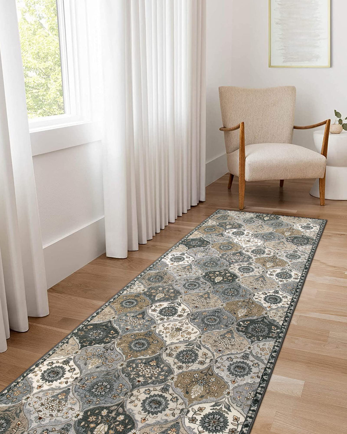 Lahome Moroccan Machine Washable Rugs for Living Room, 4x6 Rug for Bedroom
